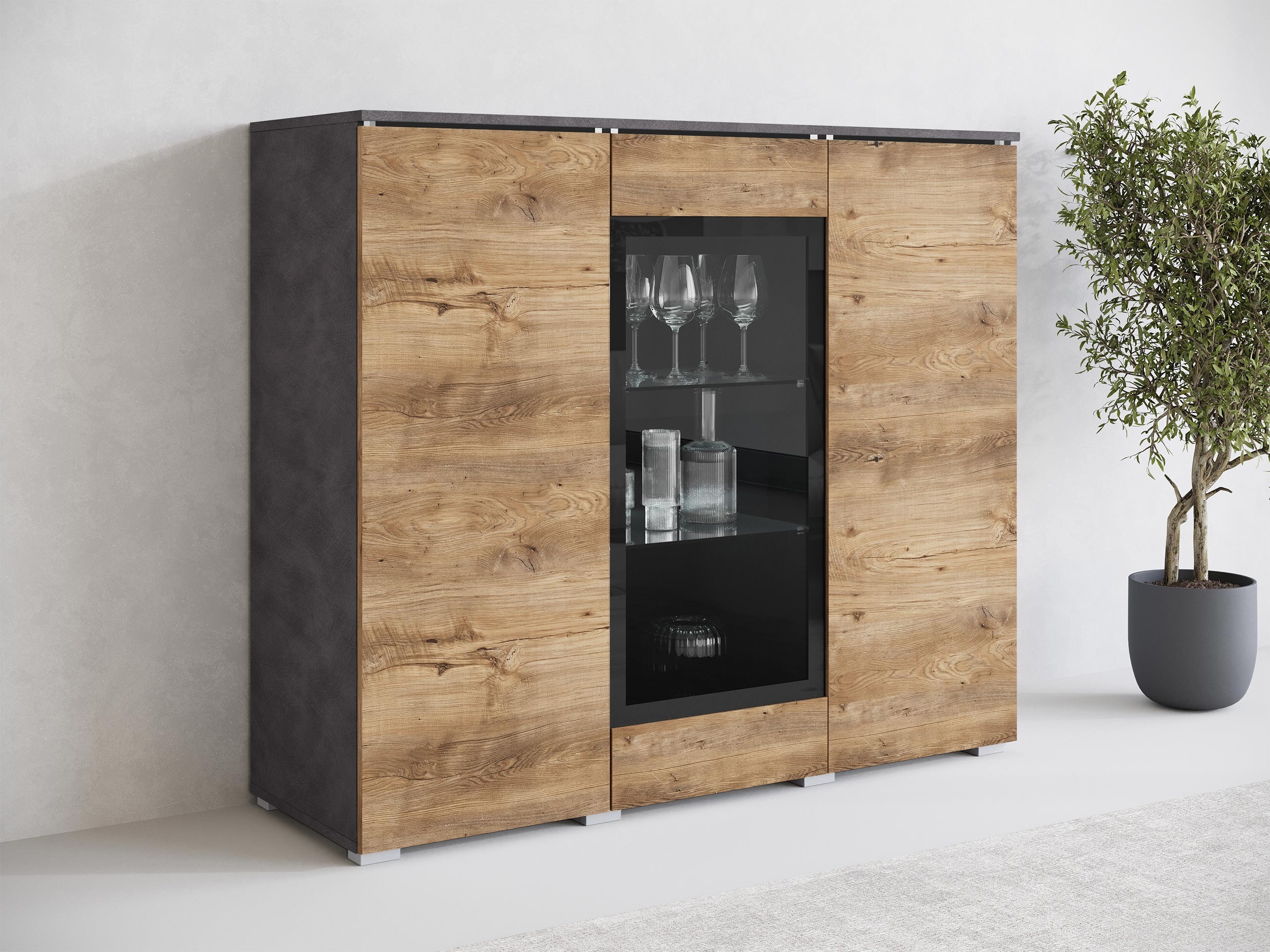 Sideboard Mirfivo 103 (Matera grey + Chestnut)