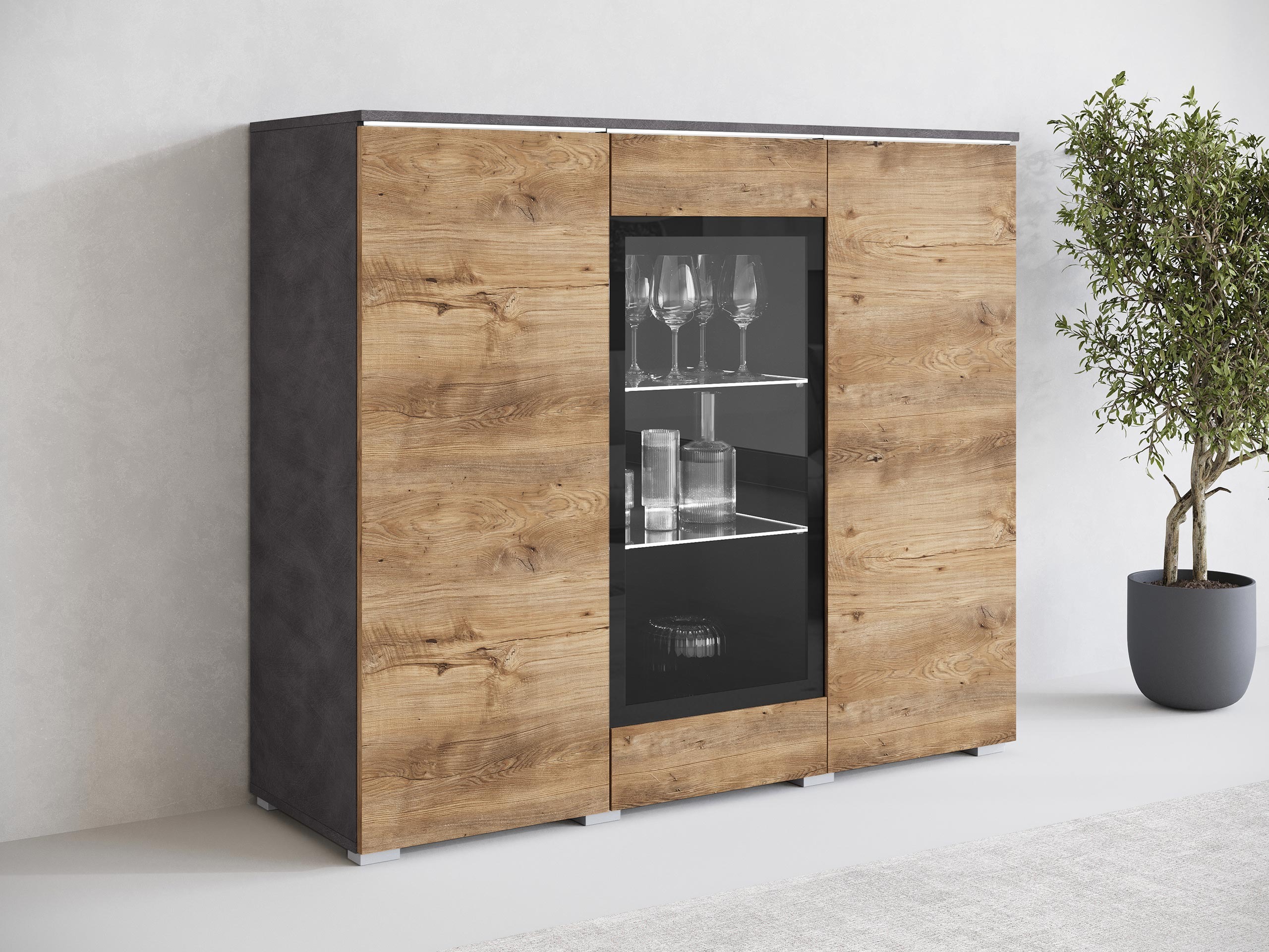 Sideboard Mirfivo 103 (Matera grey + Chestnut)