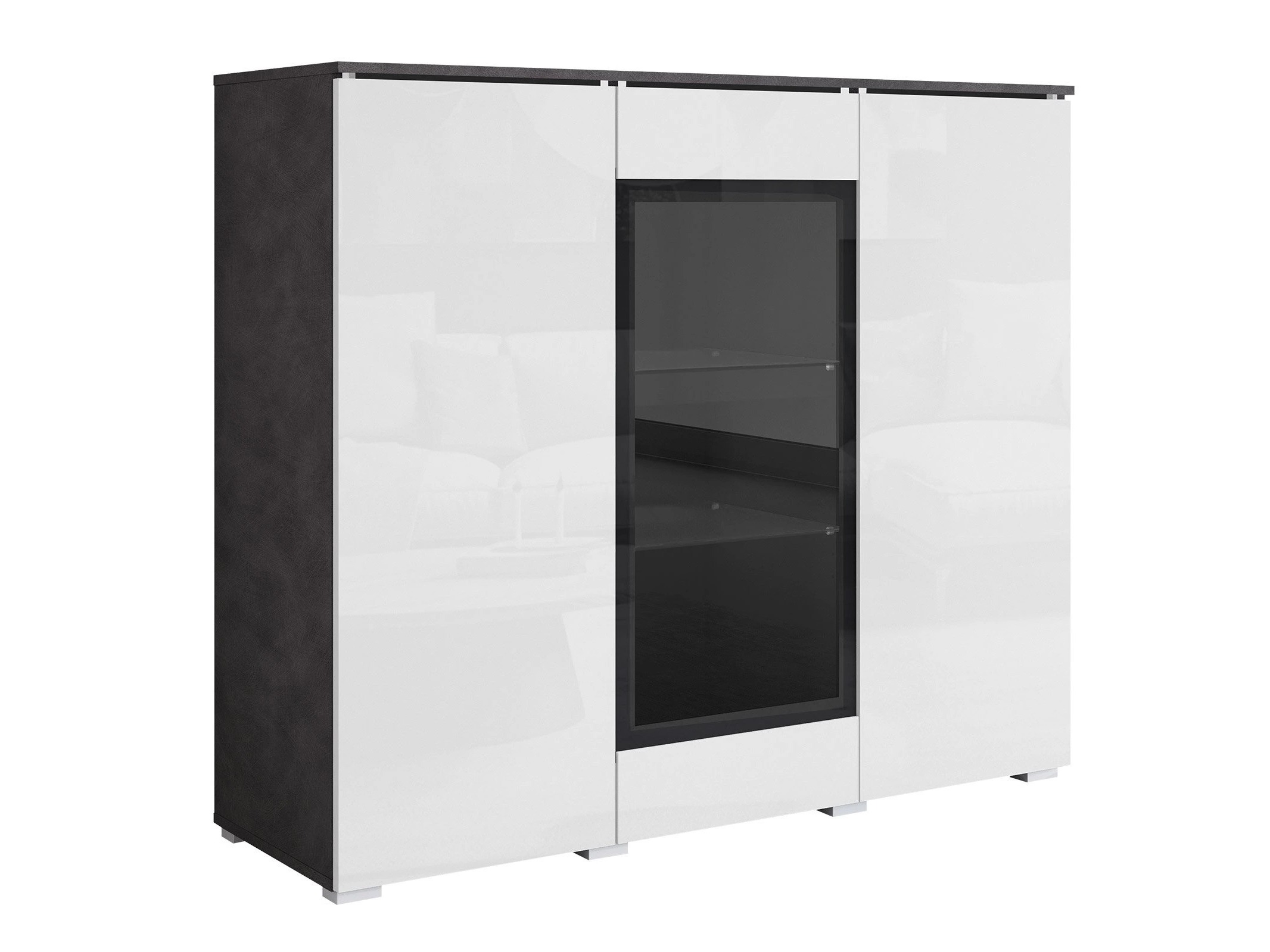 Sideboard Mirfivo 103 (Matera grey + Glossy white)