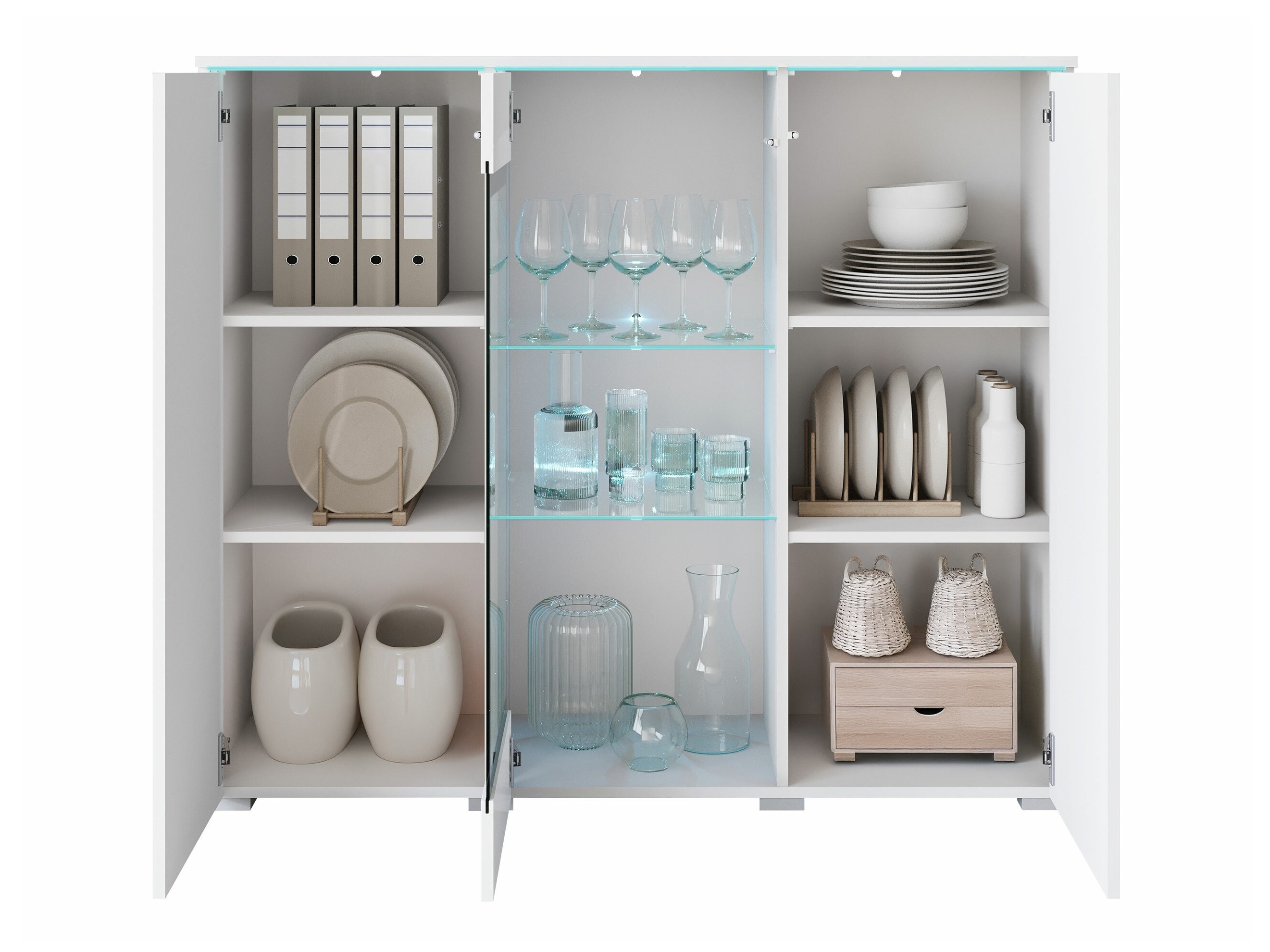 Sideboard Mirfivo 103 (White + Glossy white)
