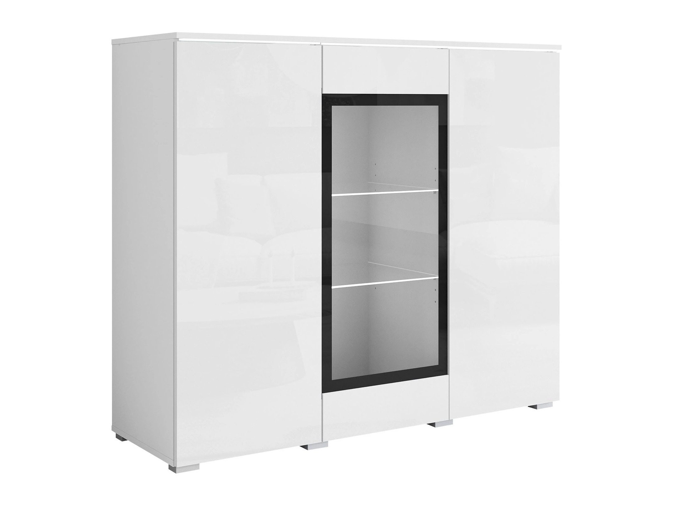 Sideboard Mirfivo 103 (White + Glossy white)