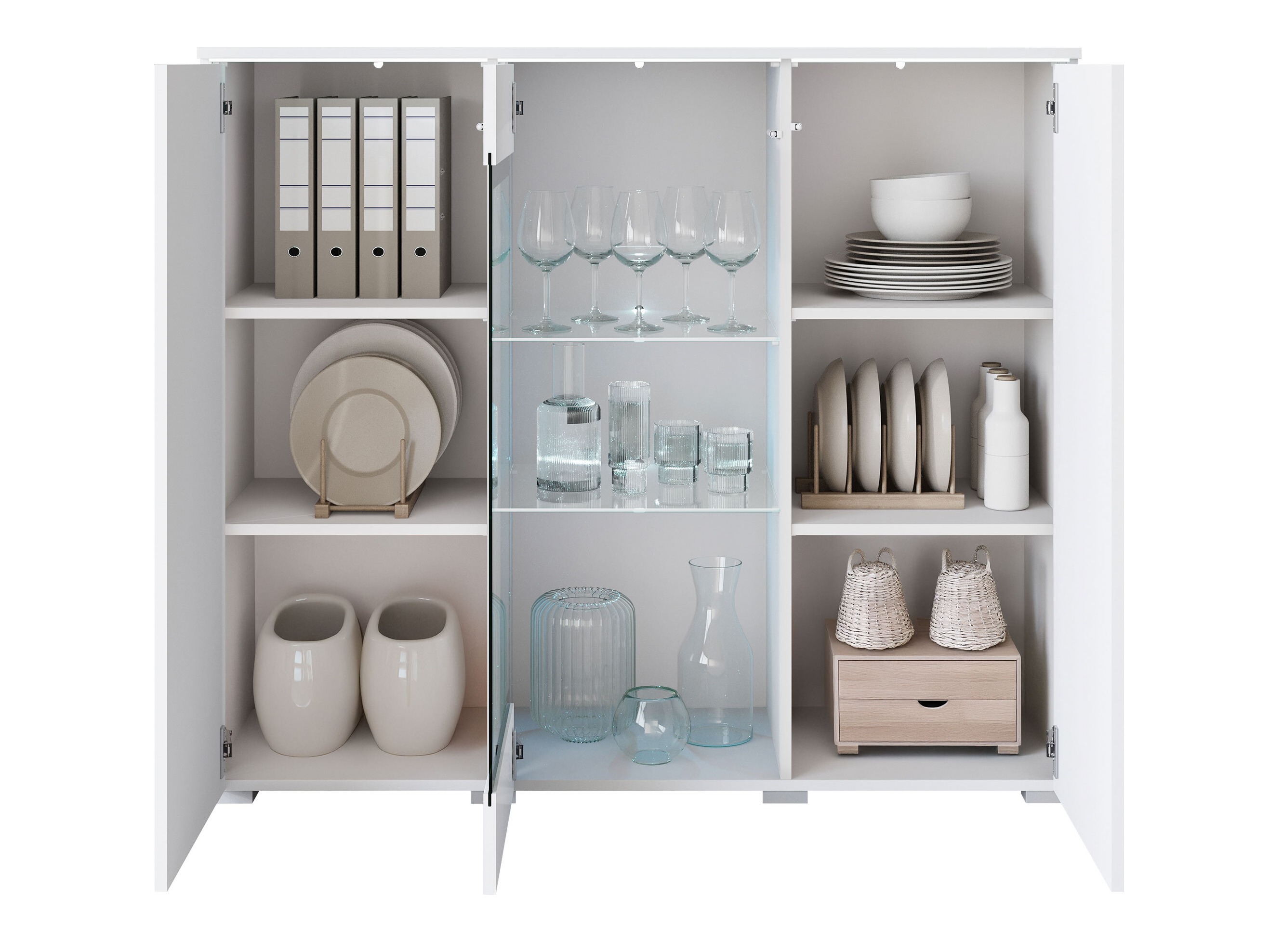 Sideboard Mirfivo 103 (Wotan Oak + Glossy white)
