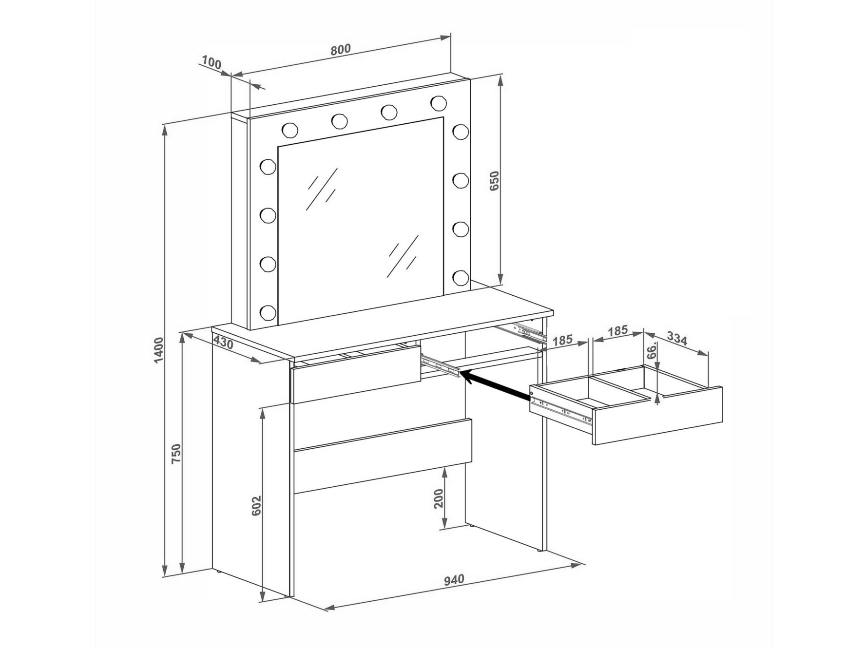 Dressing table Houston Gaudium (Cashmere + Walnut)
