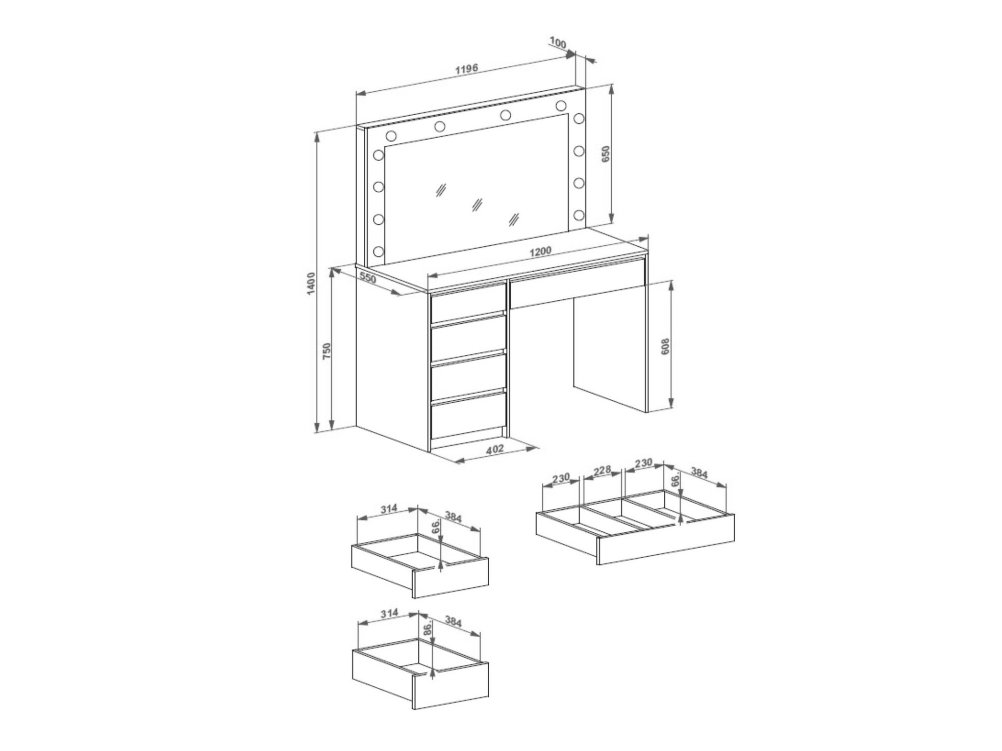 Dressing table Houston Gaudium I (Artisan oak)