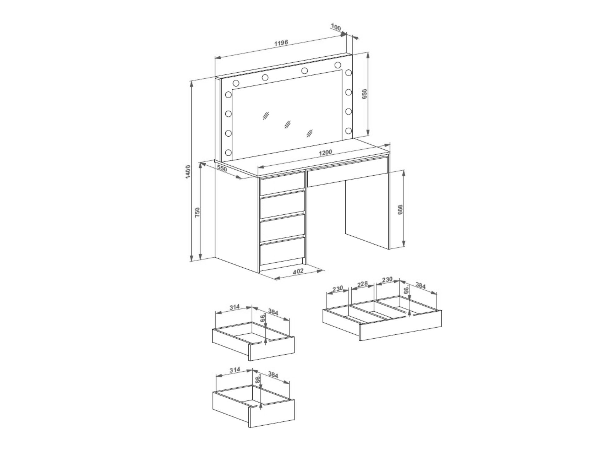 Dressing table Houston Gaudium I (White)