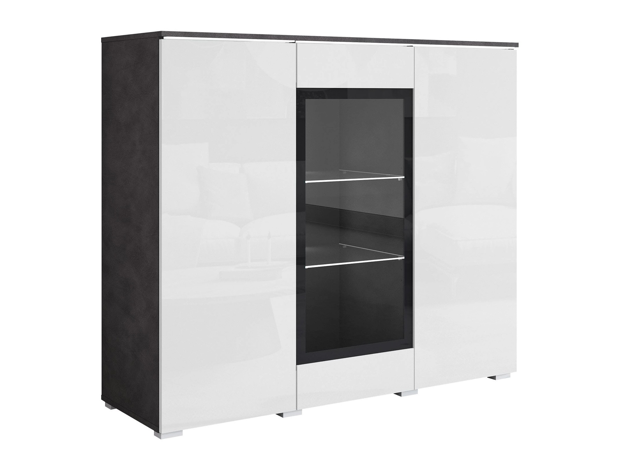 Sideboard Mirfivo 103 (Matera grey + Glossy white)