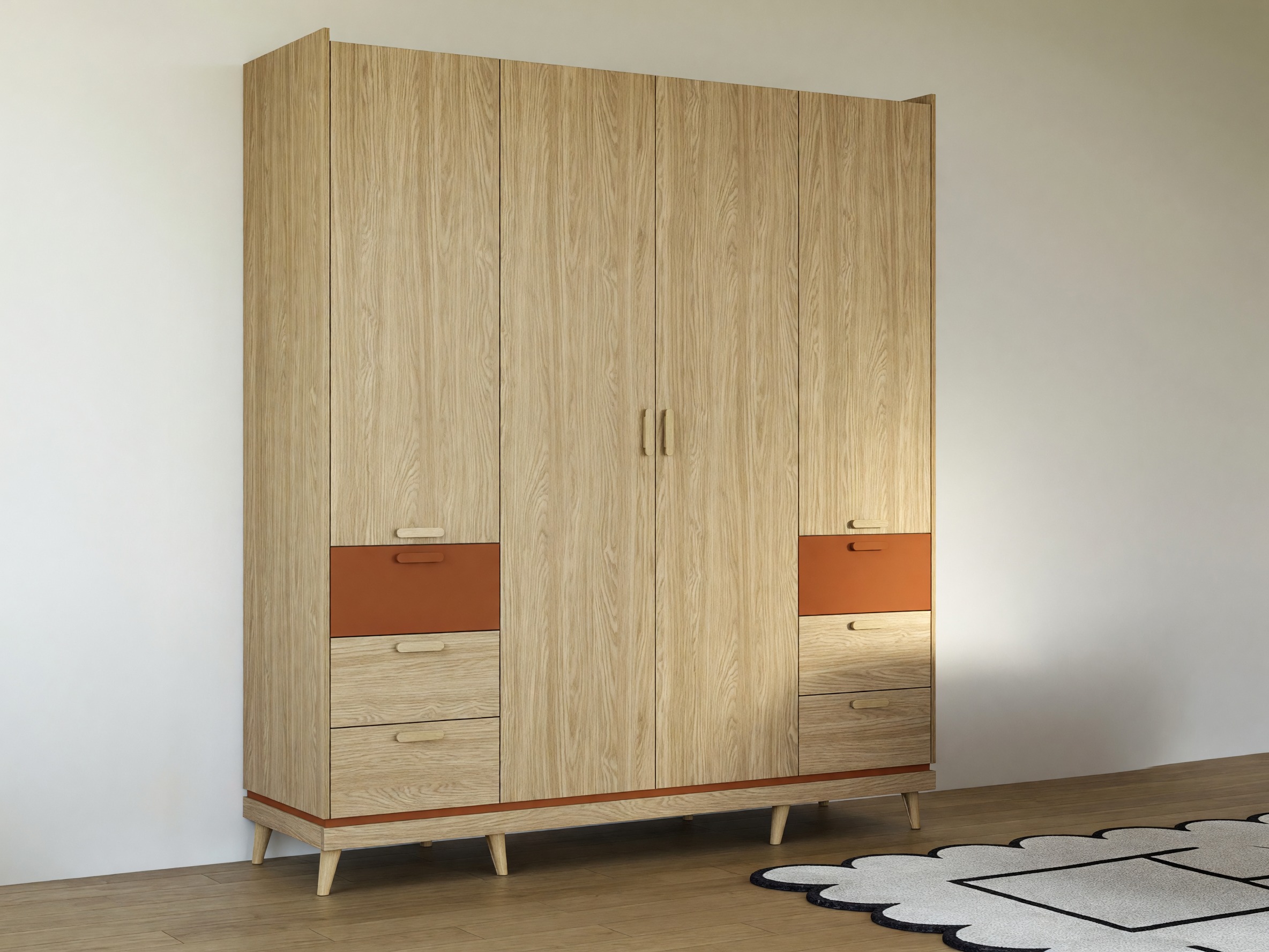 Wardrobe Fertalu 100 (Oak + Orange)