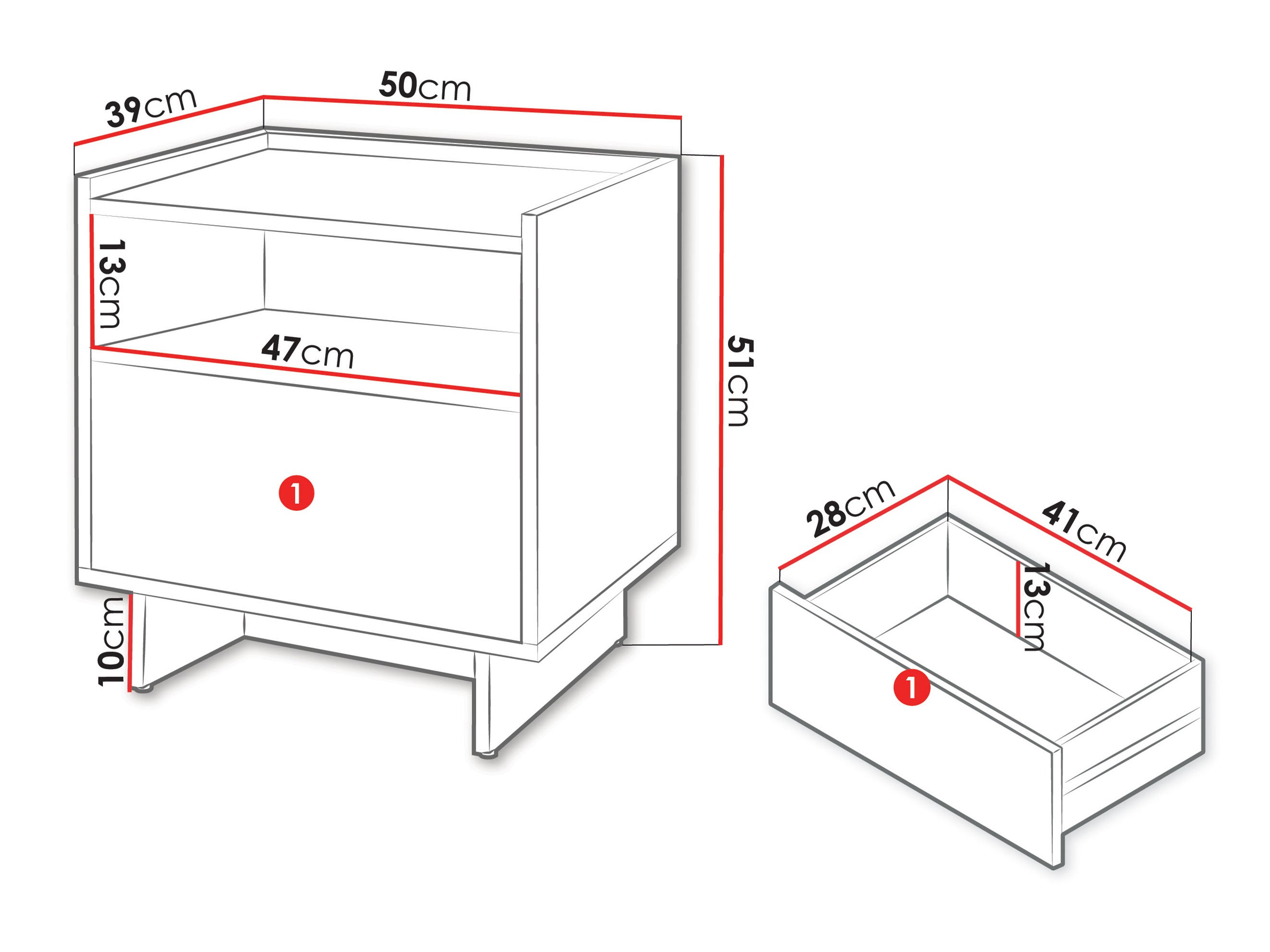 Bedside table Pirum (Cashmere)