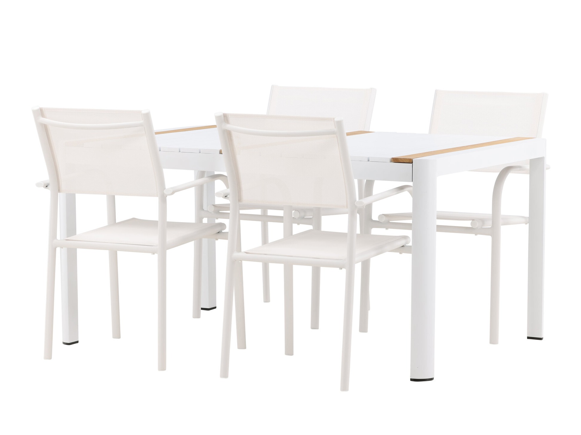 Table and chairs set Dallas 5318 (White + Teak)