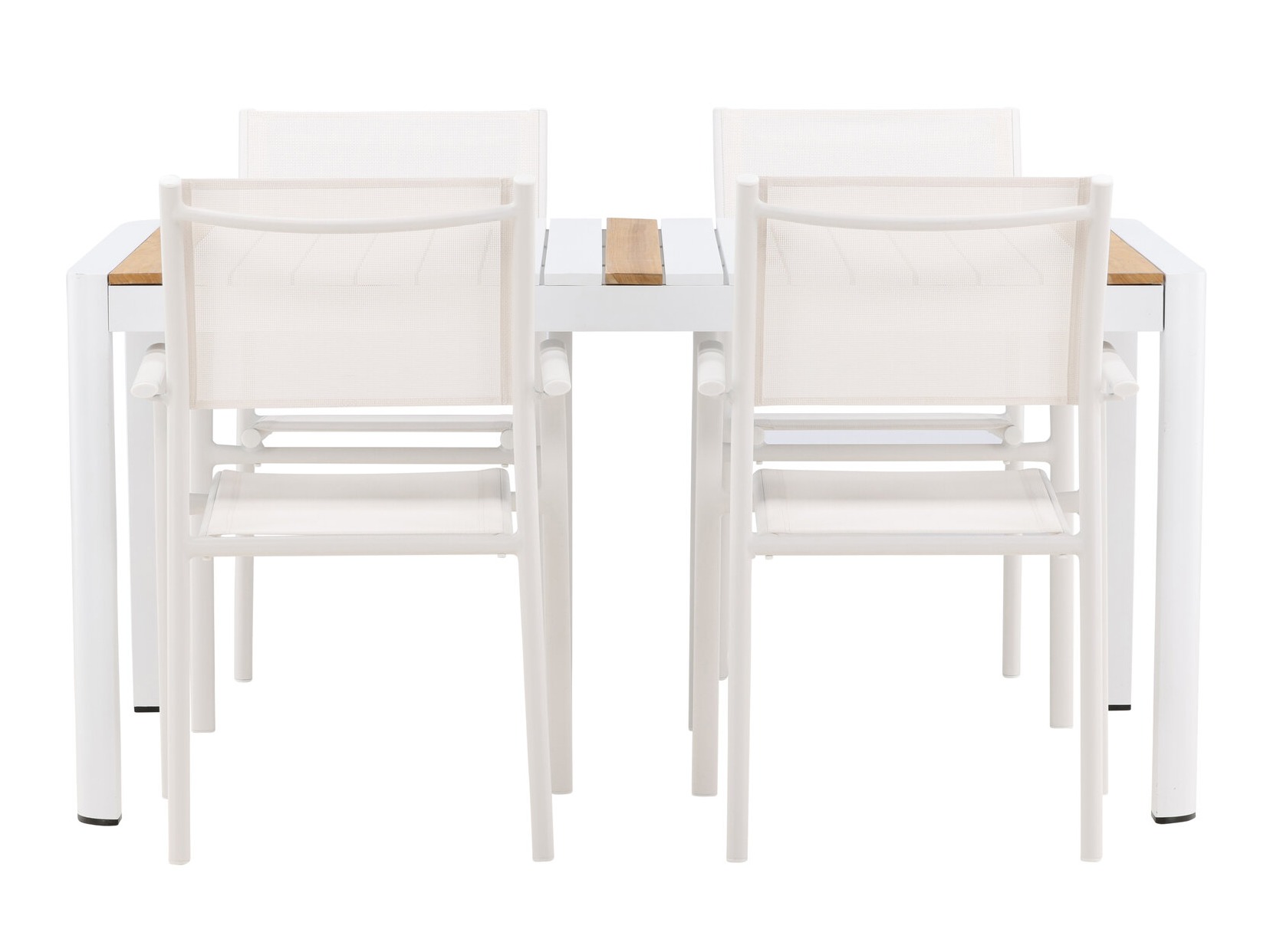 Table and chairs set Dallas 5318 (White + Teak)