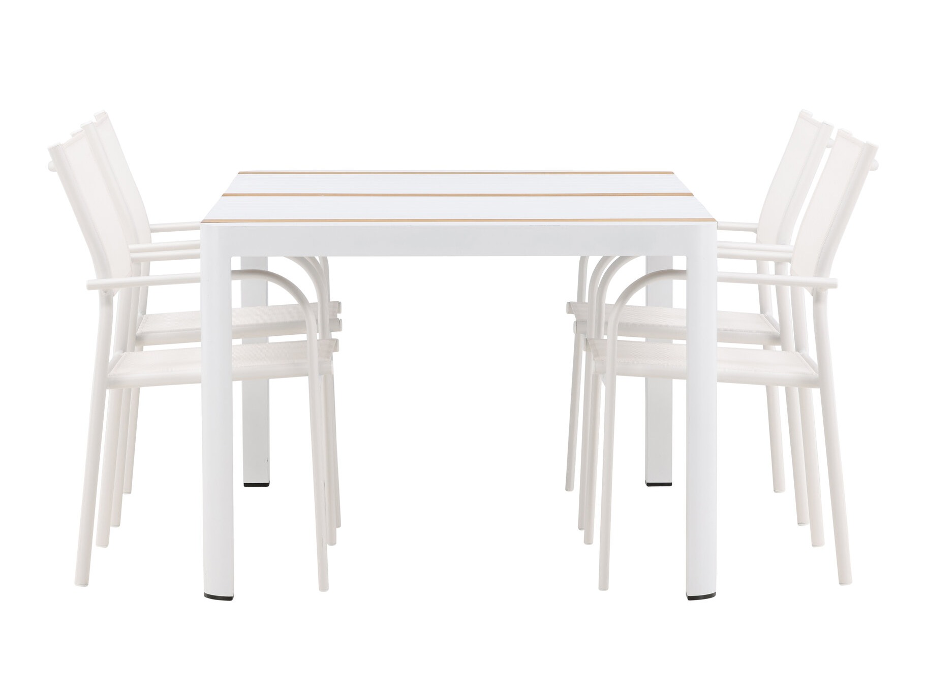 Table and chairs set Dallas 5318 (White + Teak)