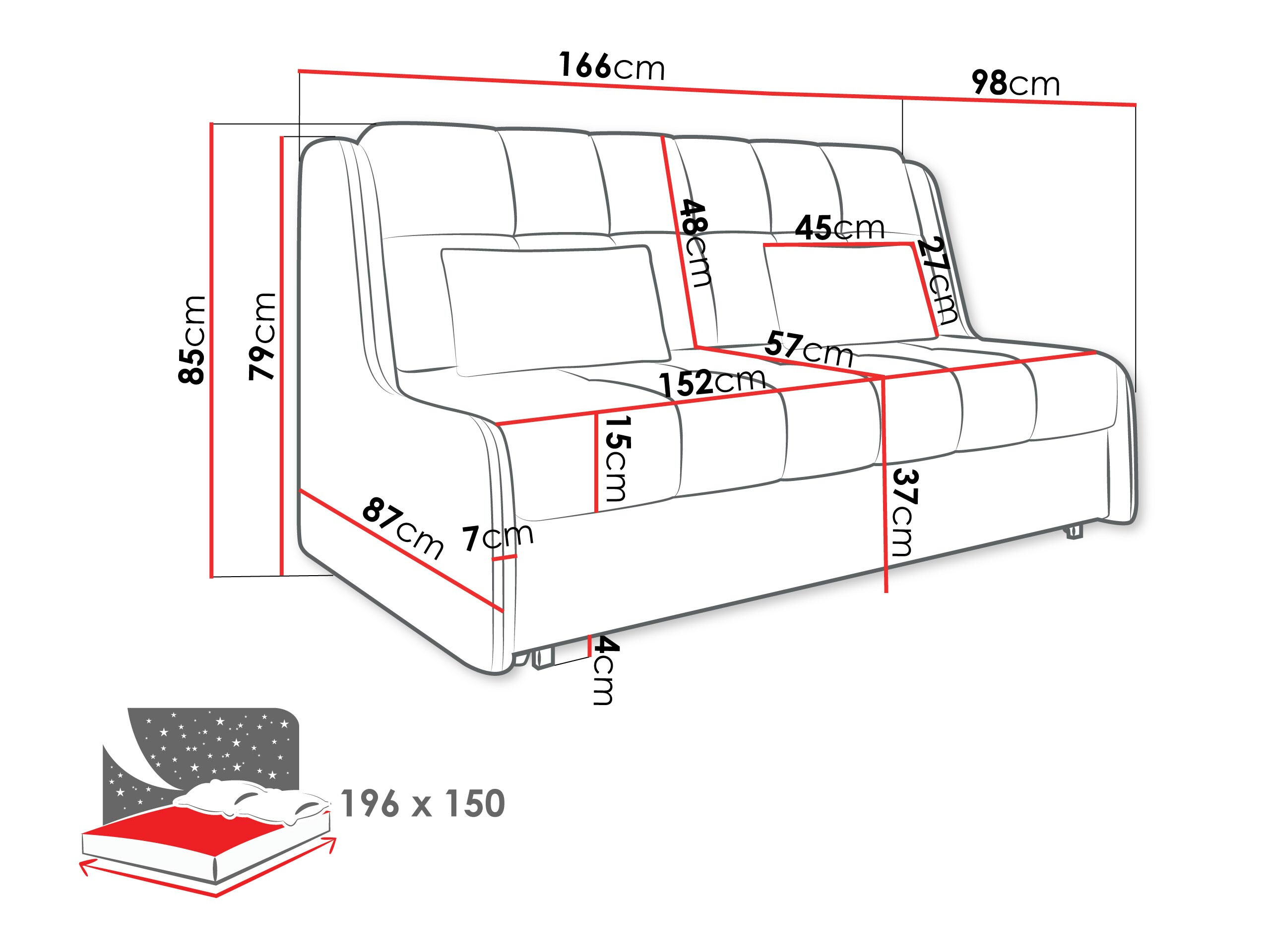 Sofa bed Columbus 257 (Sereno 687)