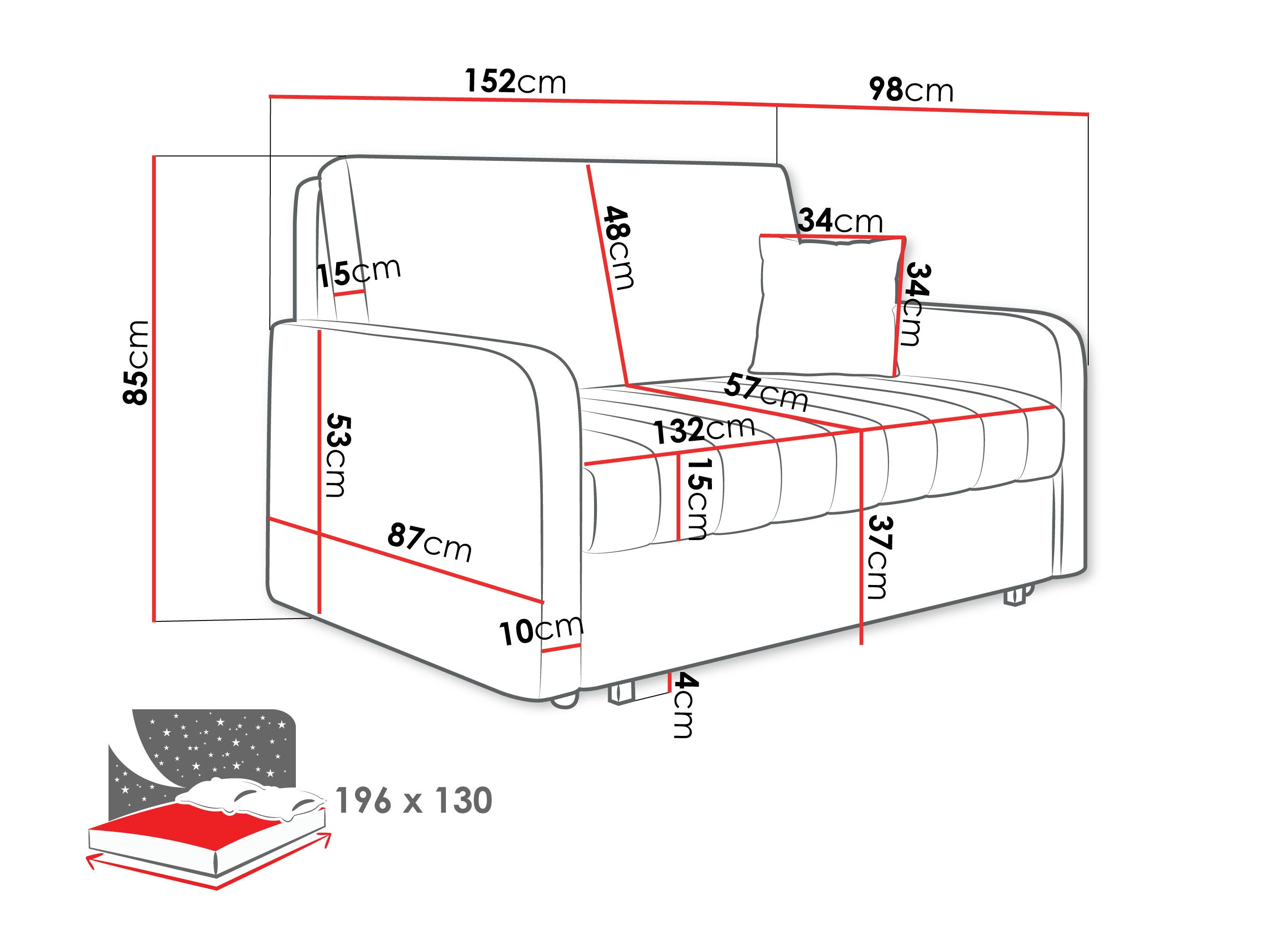 Sofa bed Columbus 260 (Polo 897)