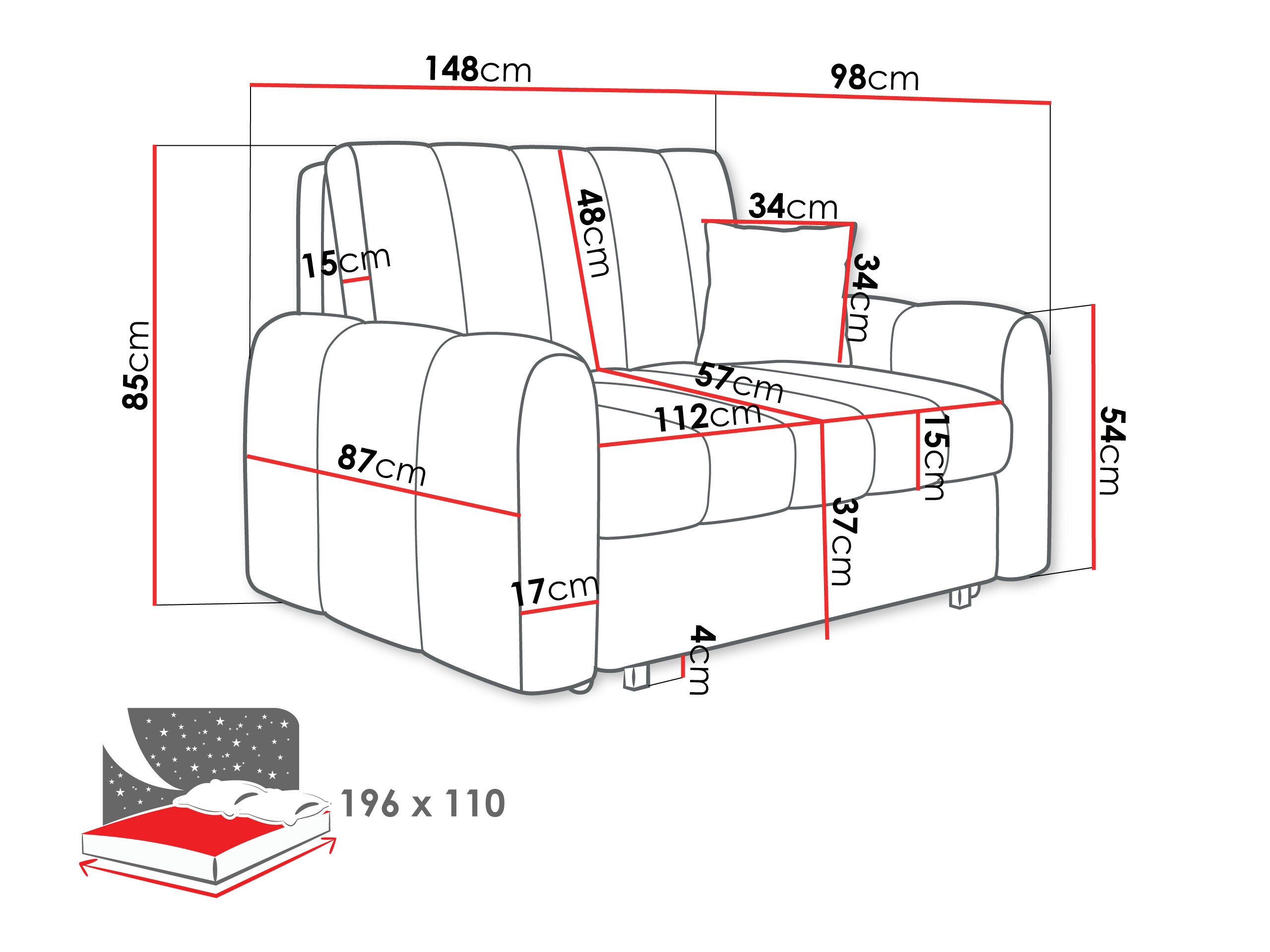 Sofa bed Columbus 263 (Lumo 30)