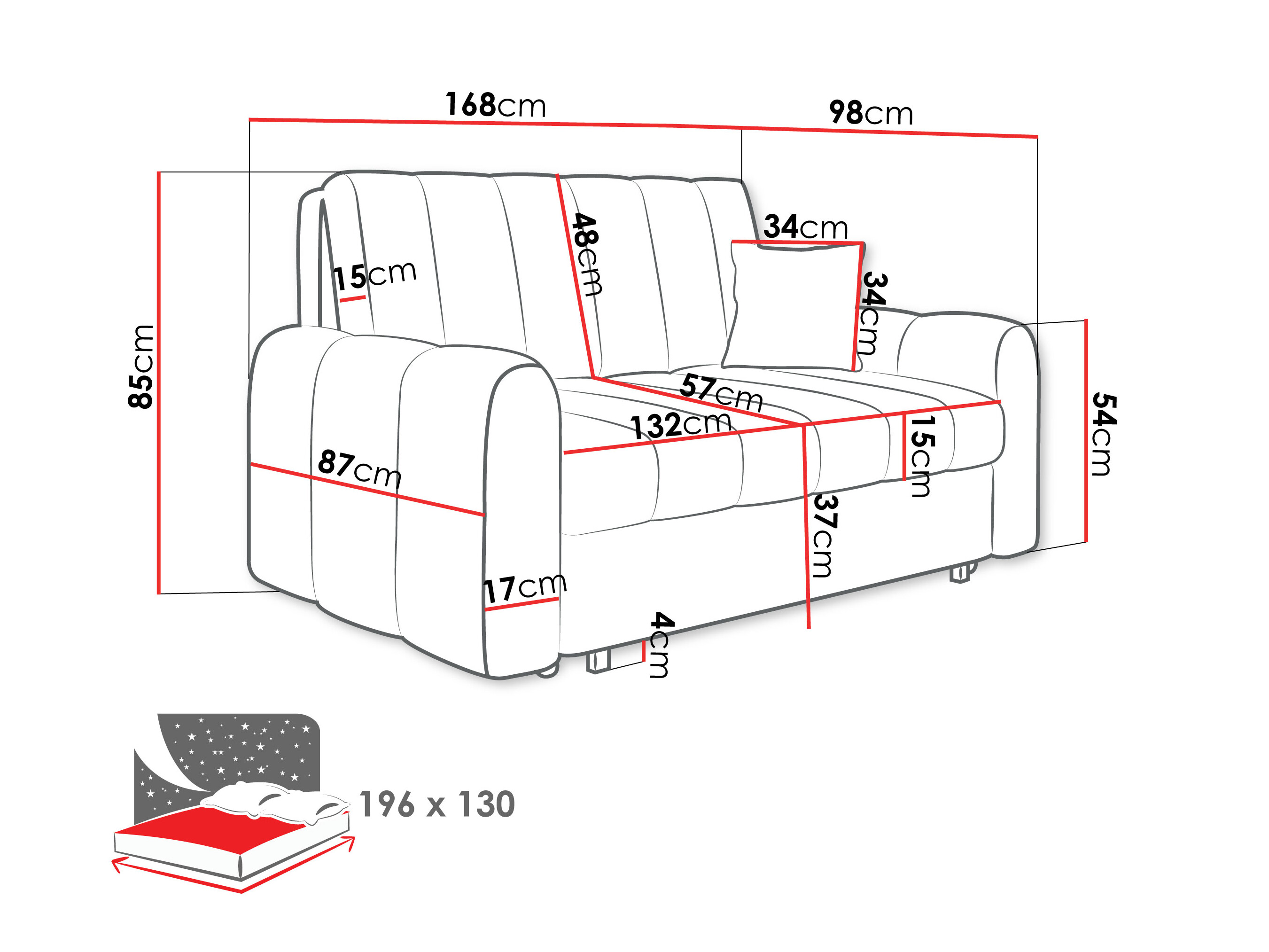 Sofa bed Columbus 264 (Lumo 55)