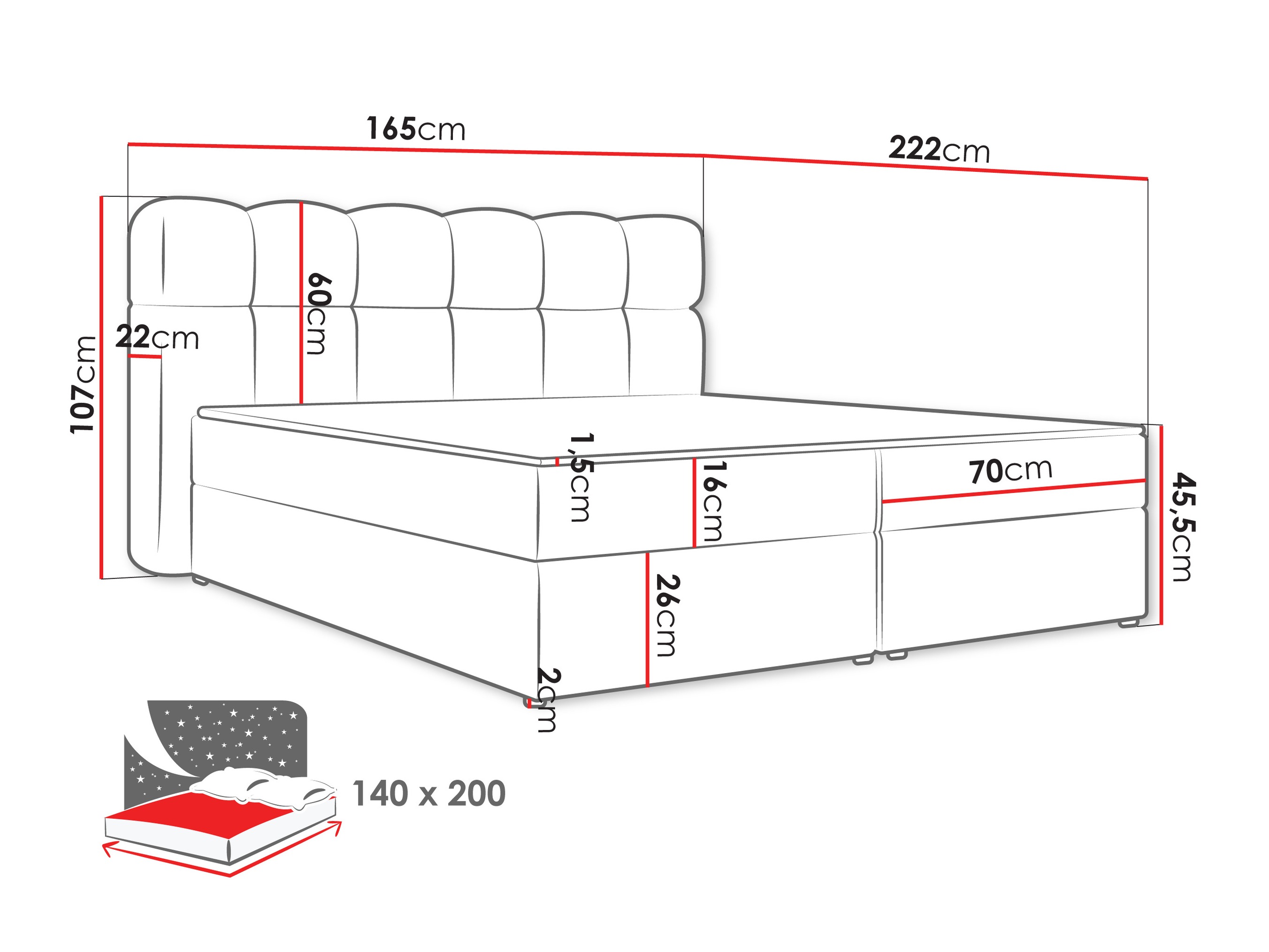 Continental bed Stonecrest 113 (Lambi 03)
