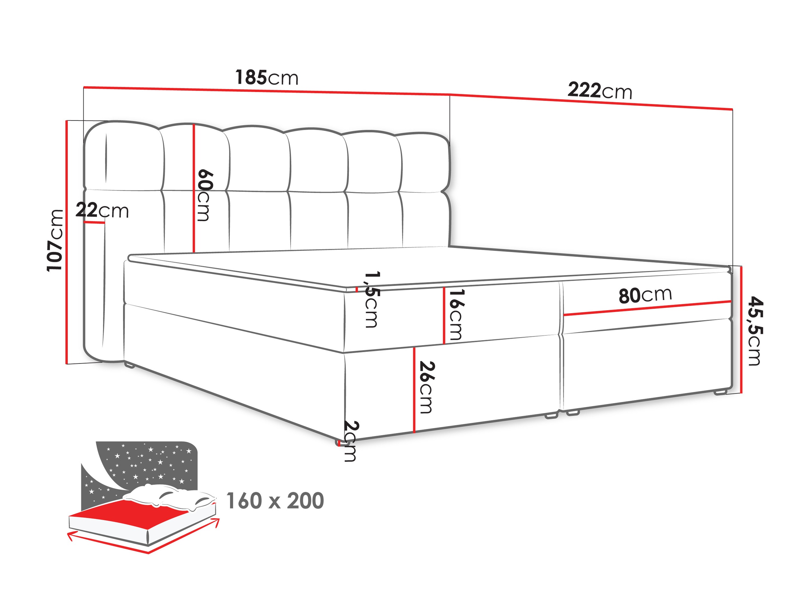 Continental bed Stonecrest 113 (Lambi 03)