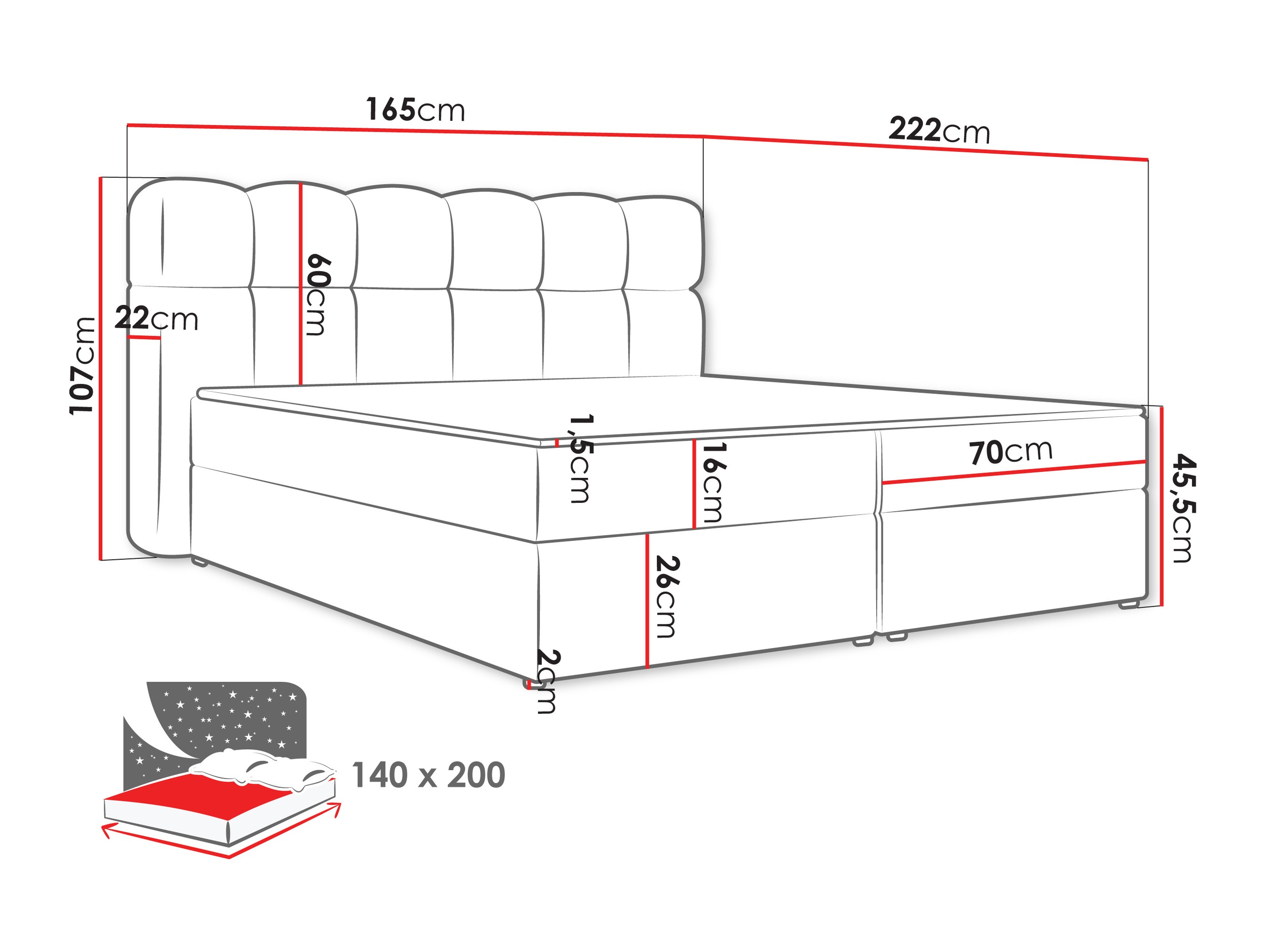 Continental bed Stonecrest 113 (Lambi 04)