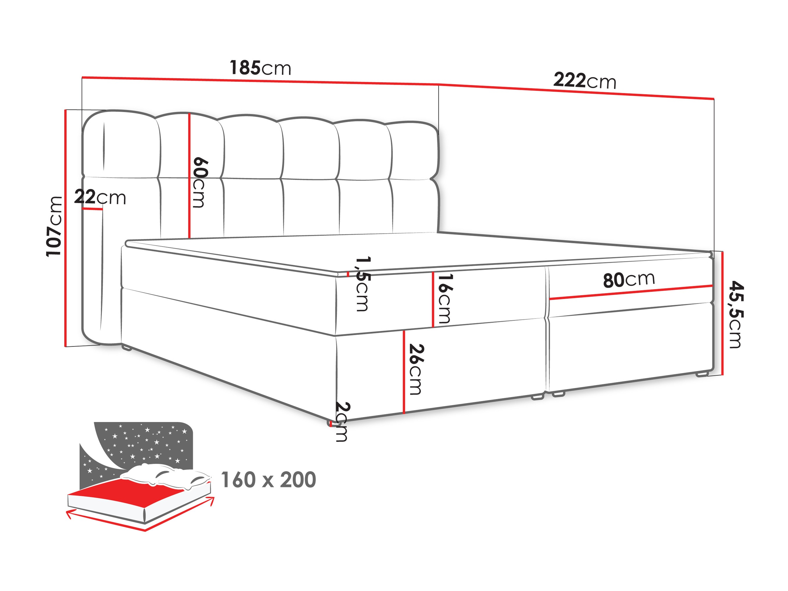 Continental bed Stonecrest 113 (Lambi 04)