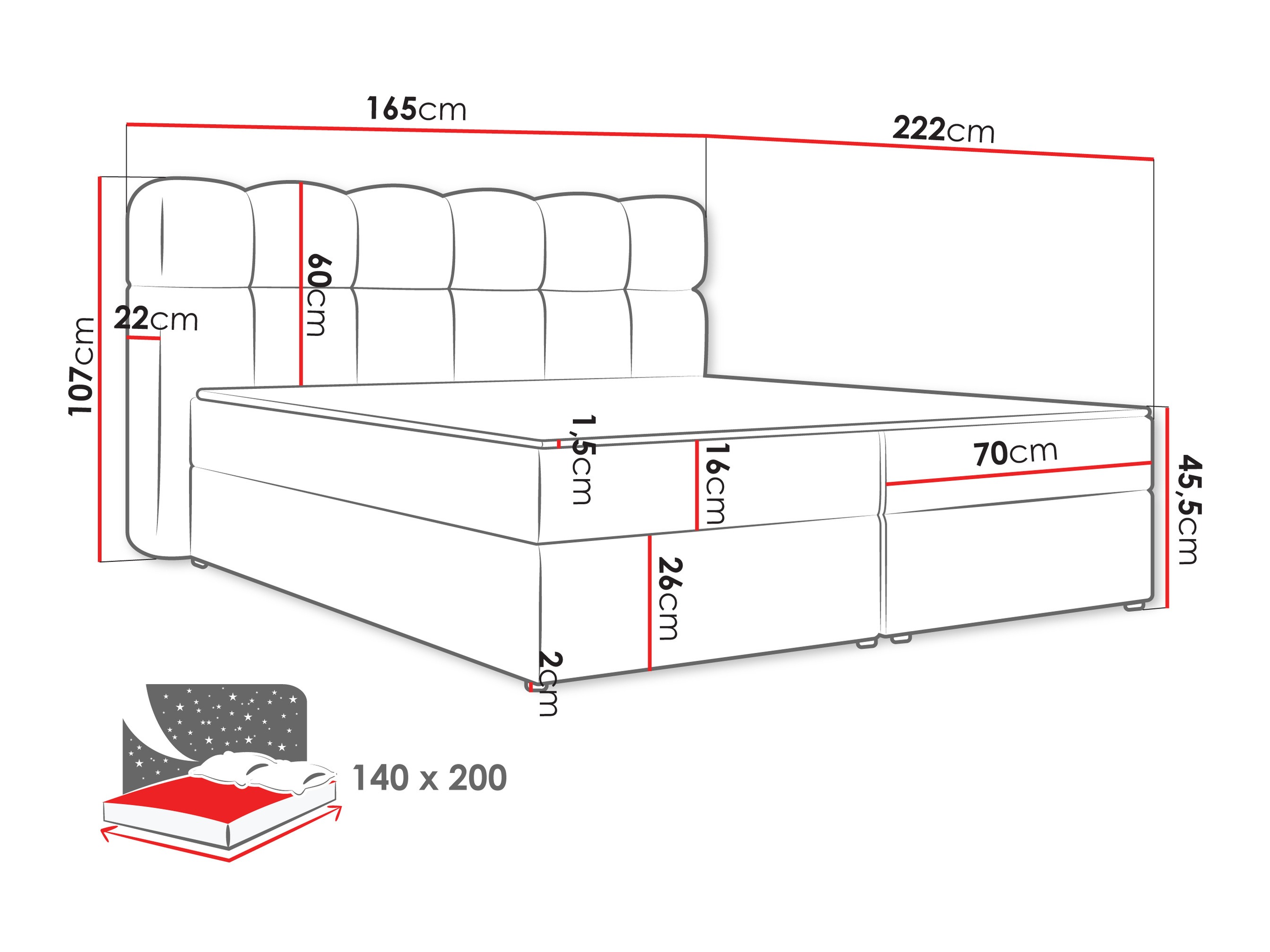 Continental bed Stonecrest 113 (Lambi 06)