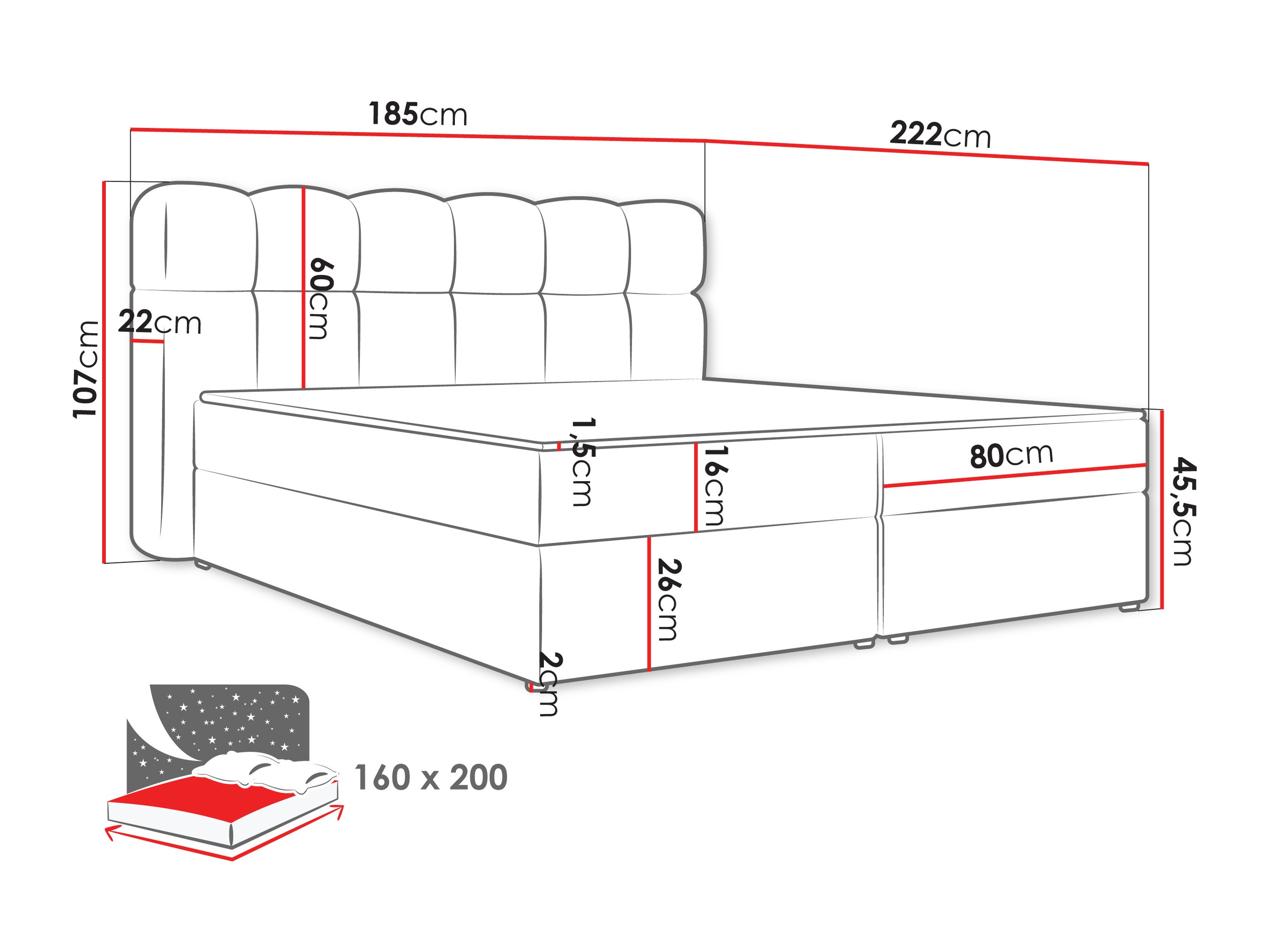 Continental bed Stonecrest 113 (Lambi 06)