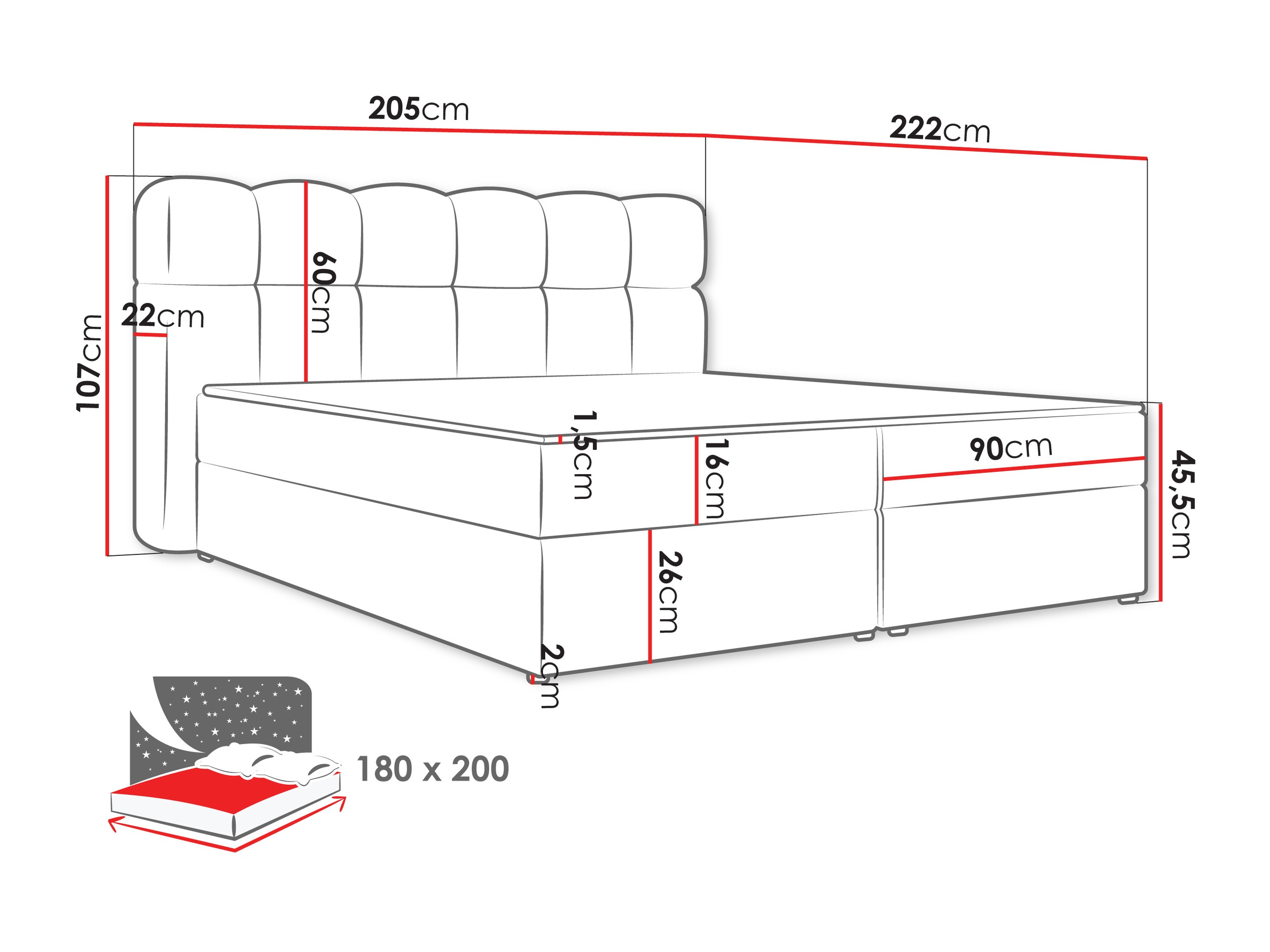Continental bed Stonecrest 113 (Lambi 06)