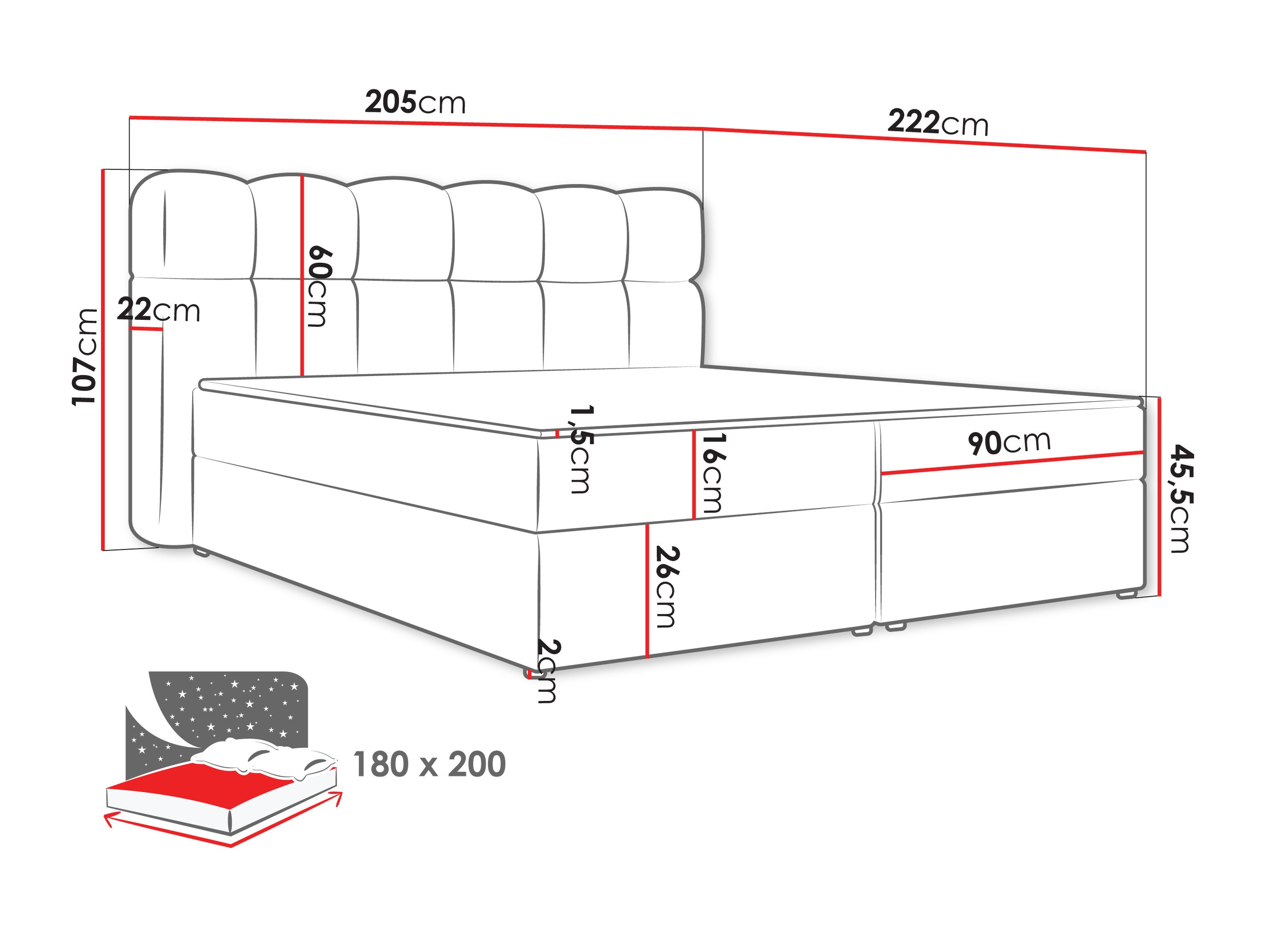 Continental bed Stonecrest 113 (Lambi 07)