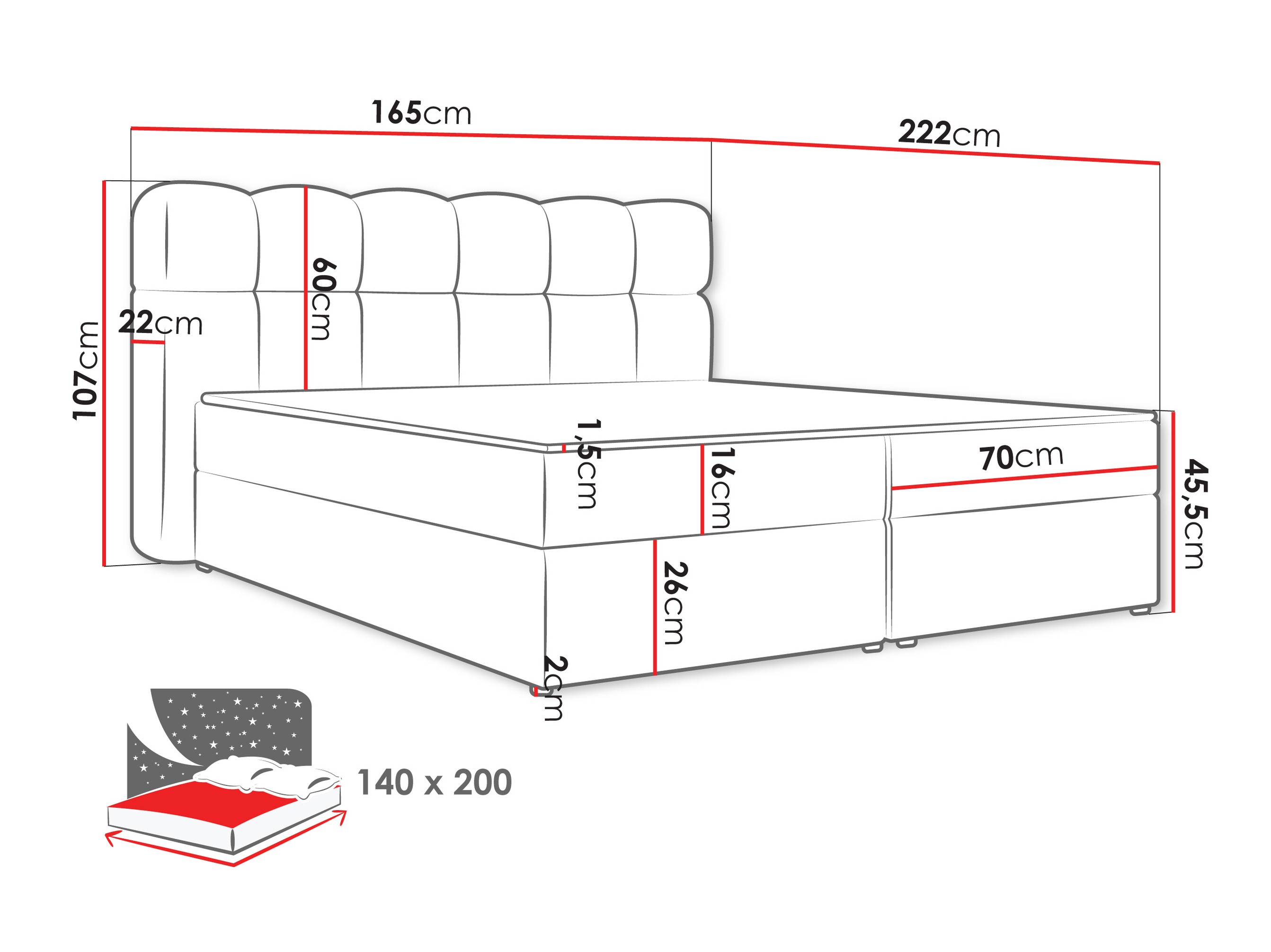 Continental bed Stonecrest 113 (Lambi 08)
