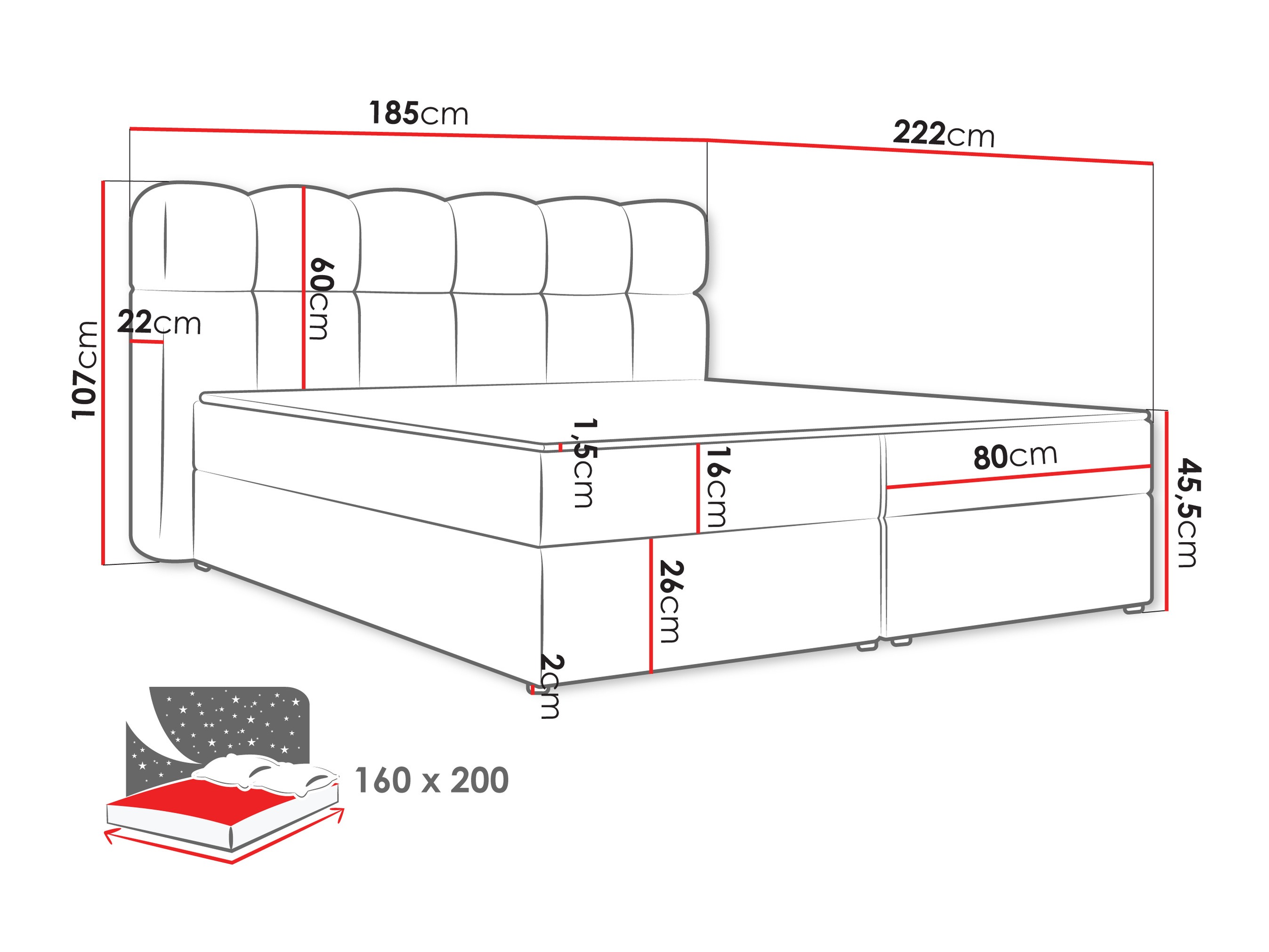 Continental bed Stonecrest 113 (Lambi 08)