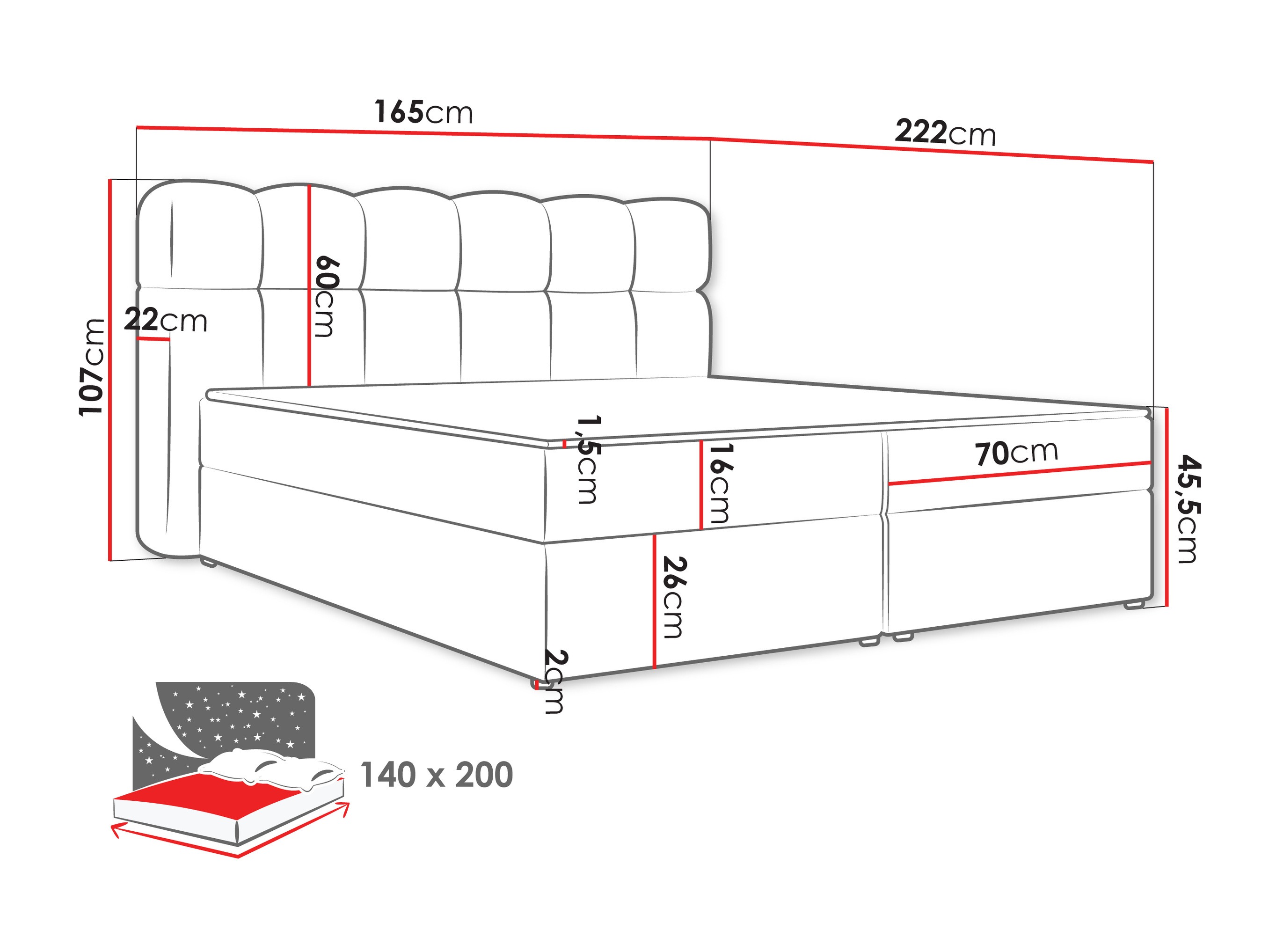 Continental bed Stonecrest 113 (Lambi 12)