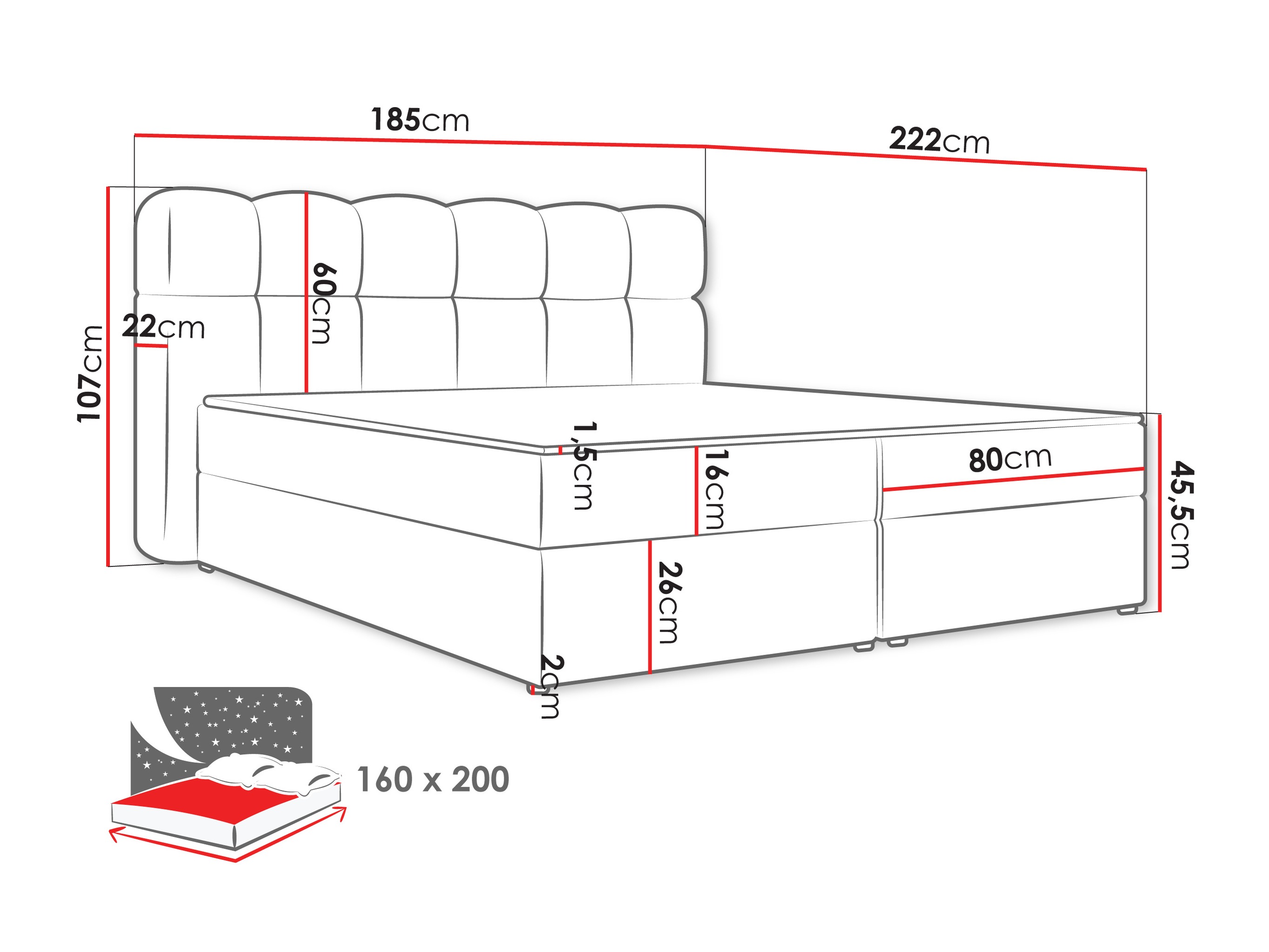 Continental bed Stonecrest 113 (Lambi 12)