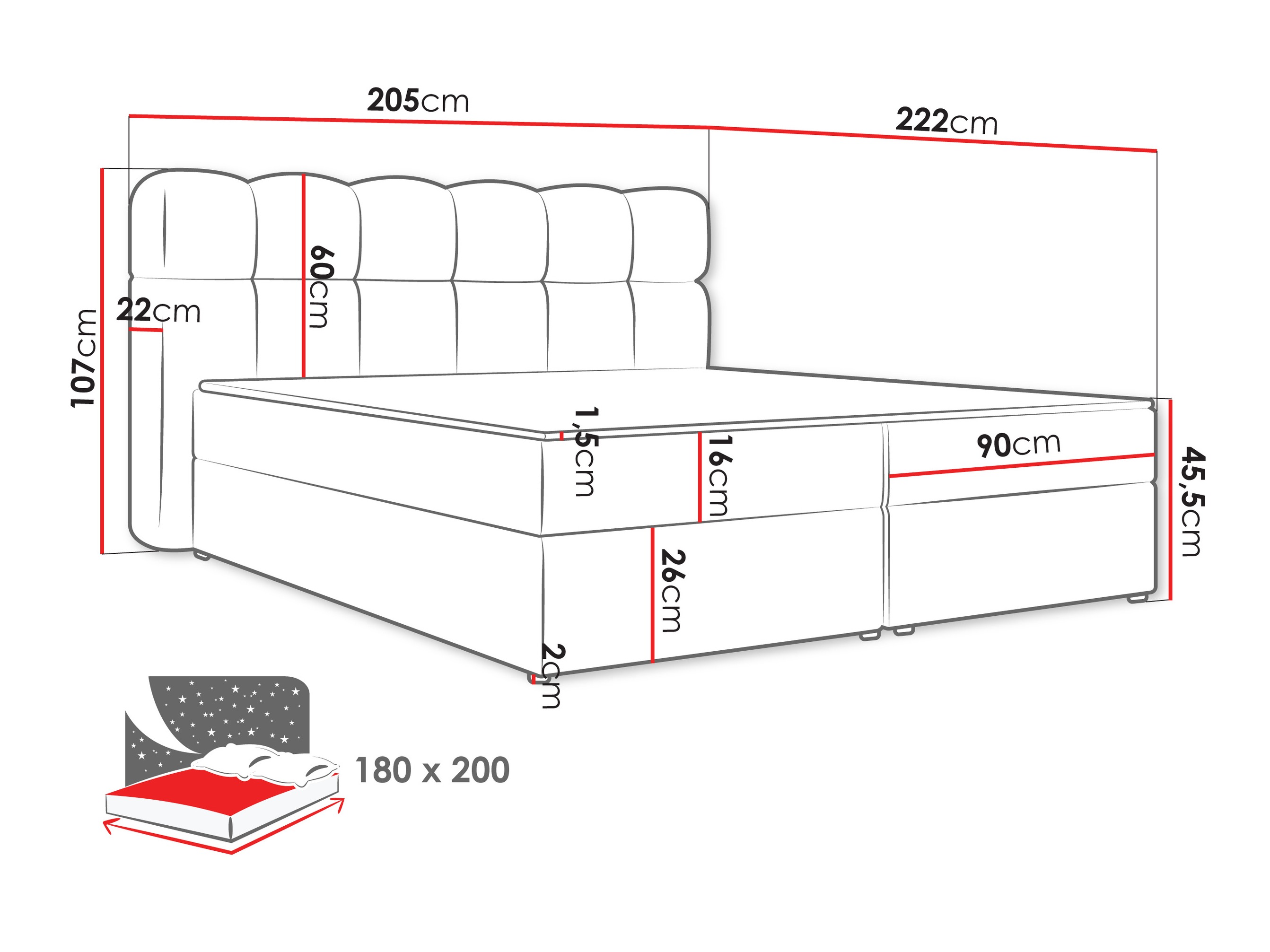 Continental bed Stonecrest 113 (Lambi 12)