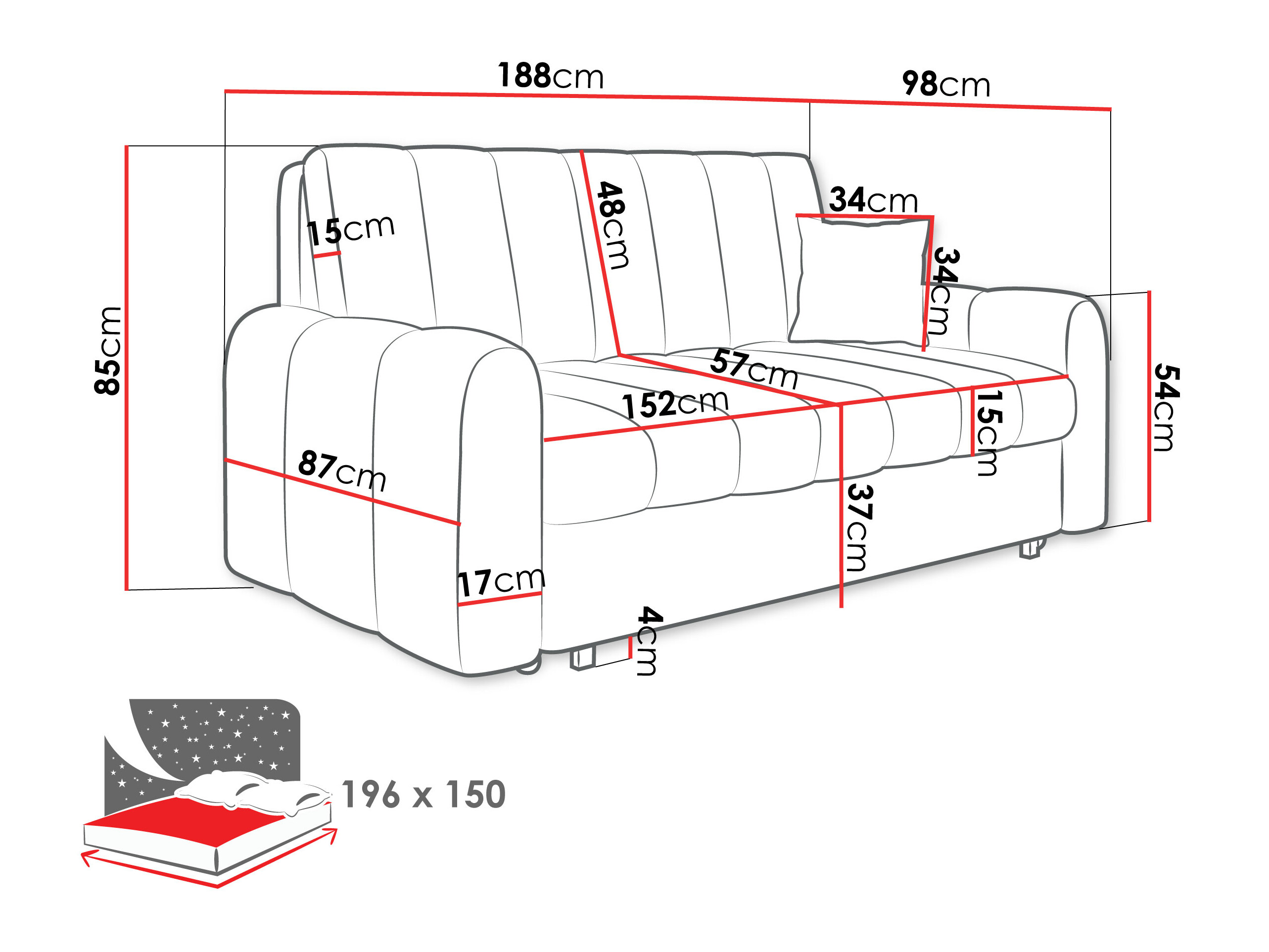 Sofa bed Columbus 265 (Lumo 30)