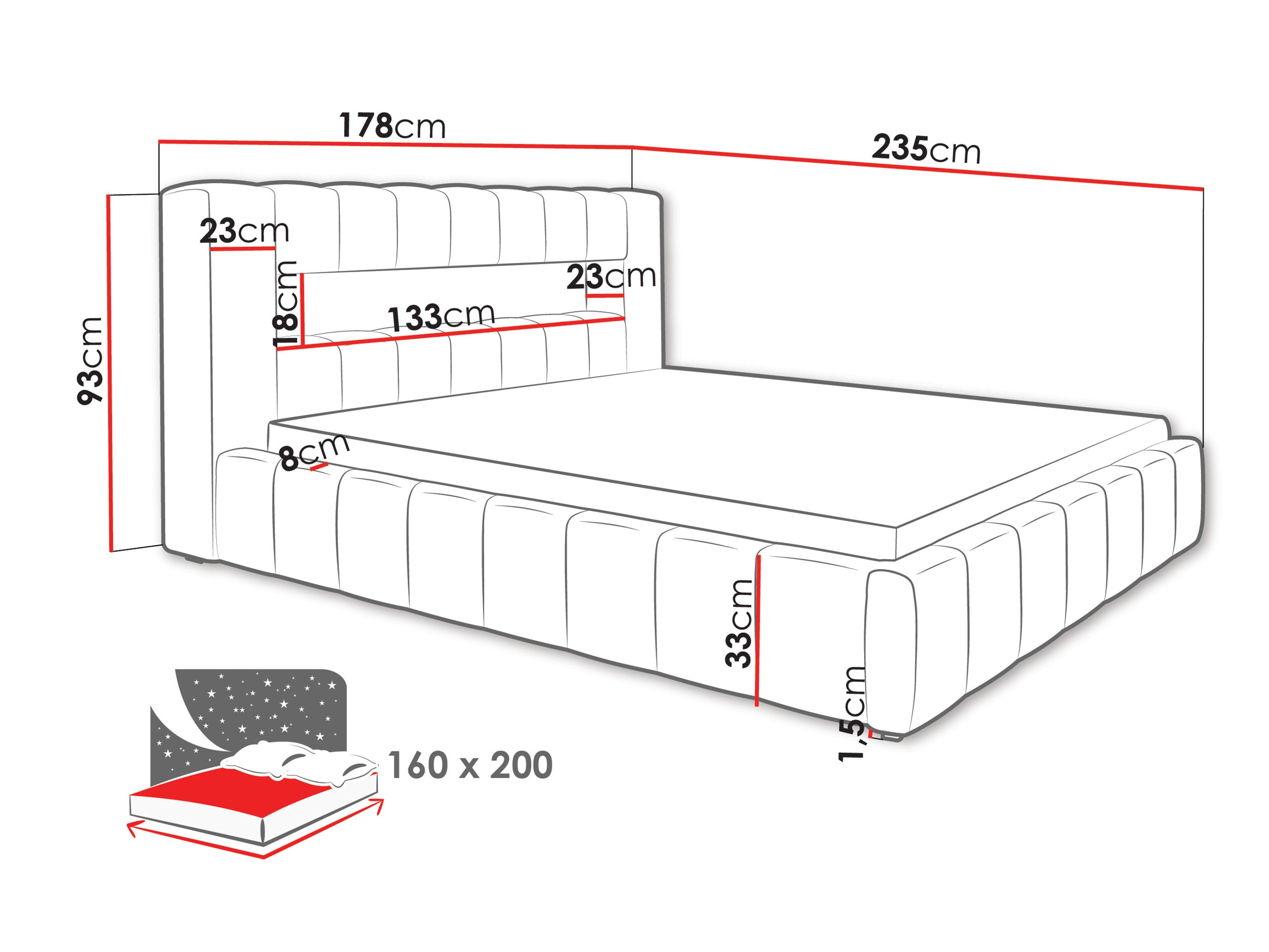 Bed Skokie 100 (Velluto 08)