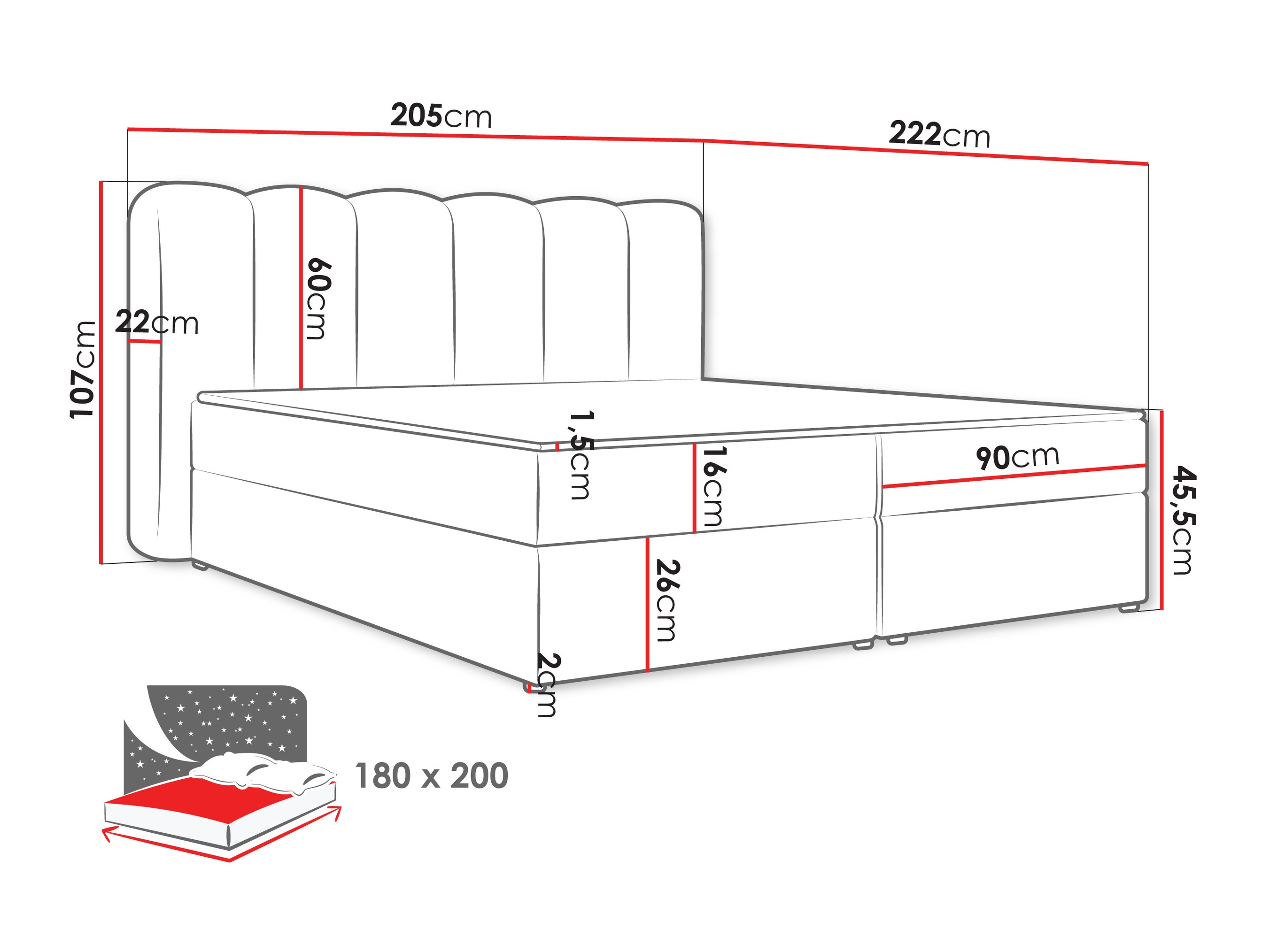Continental bed Stonecrest 112 (Lambi 03)