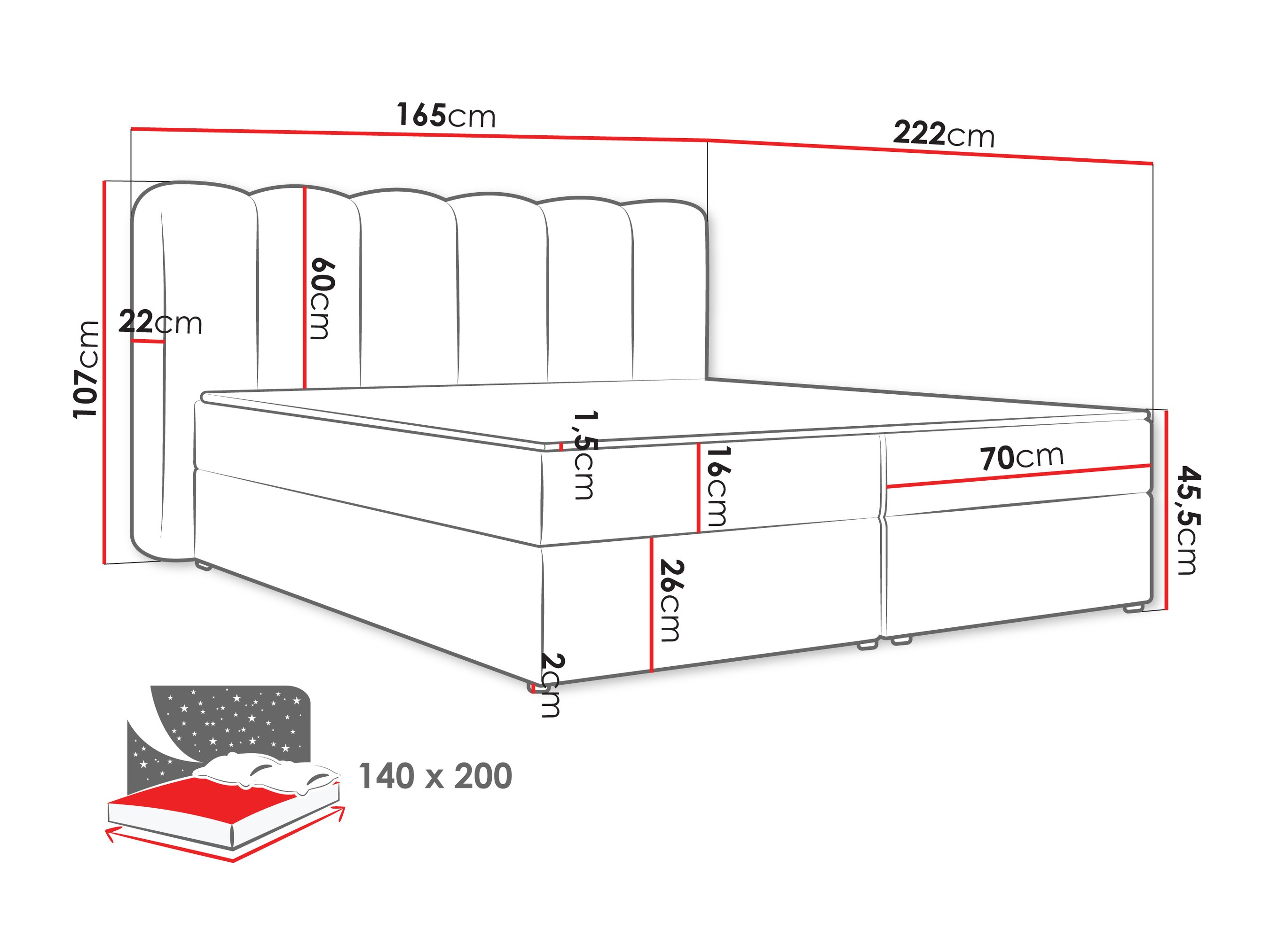 Continental bed Stonecrest 112 (Lambi 04)