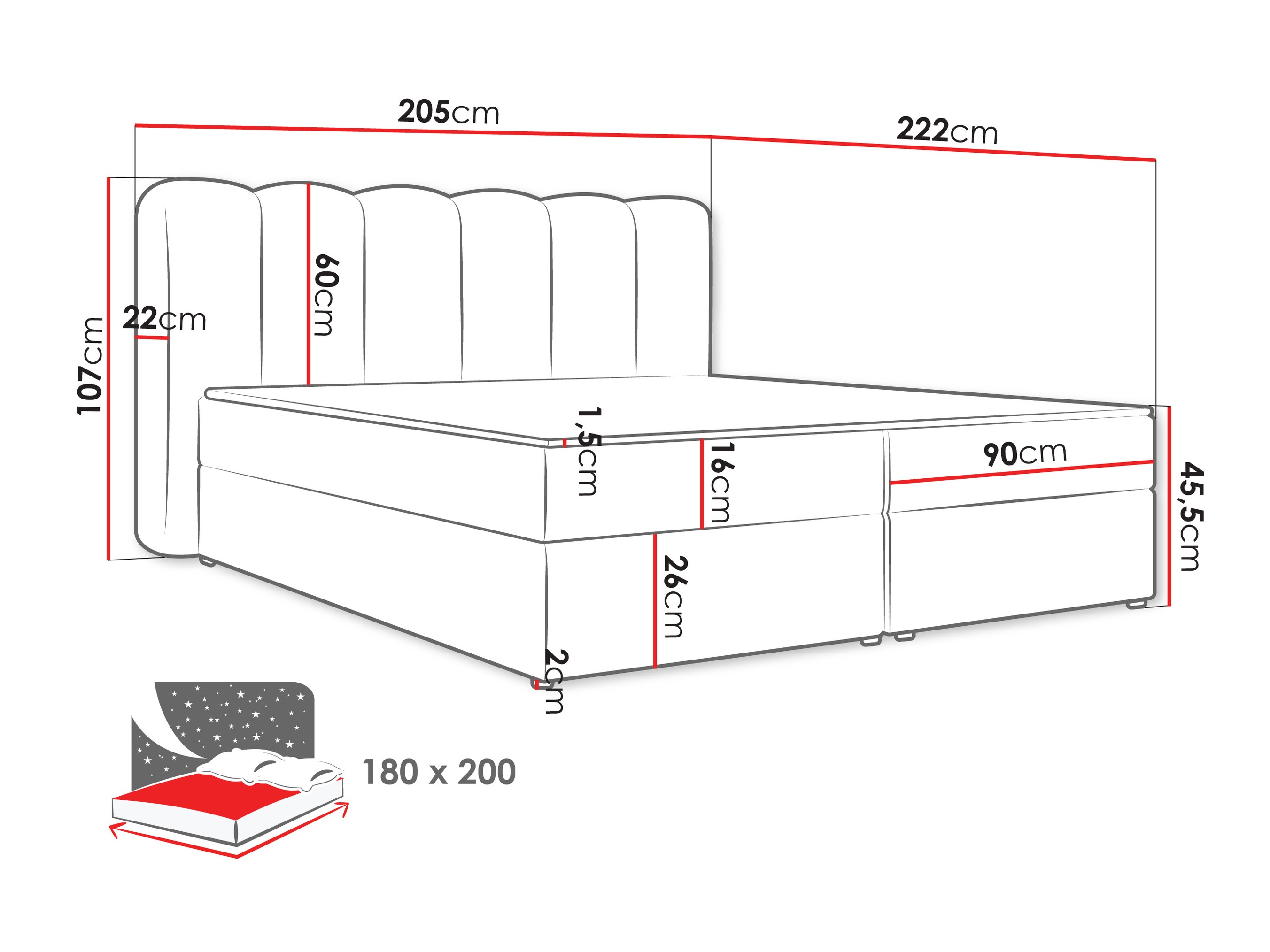Continental bed Stonecrest 112 (Lambi 04)