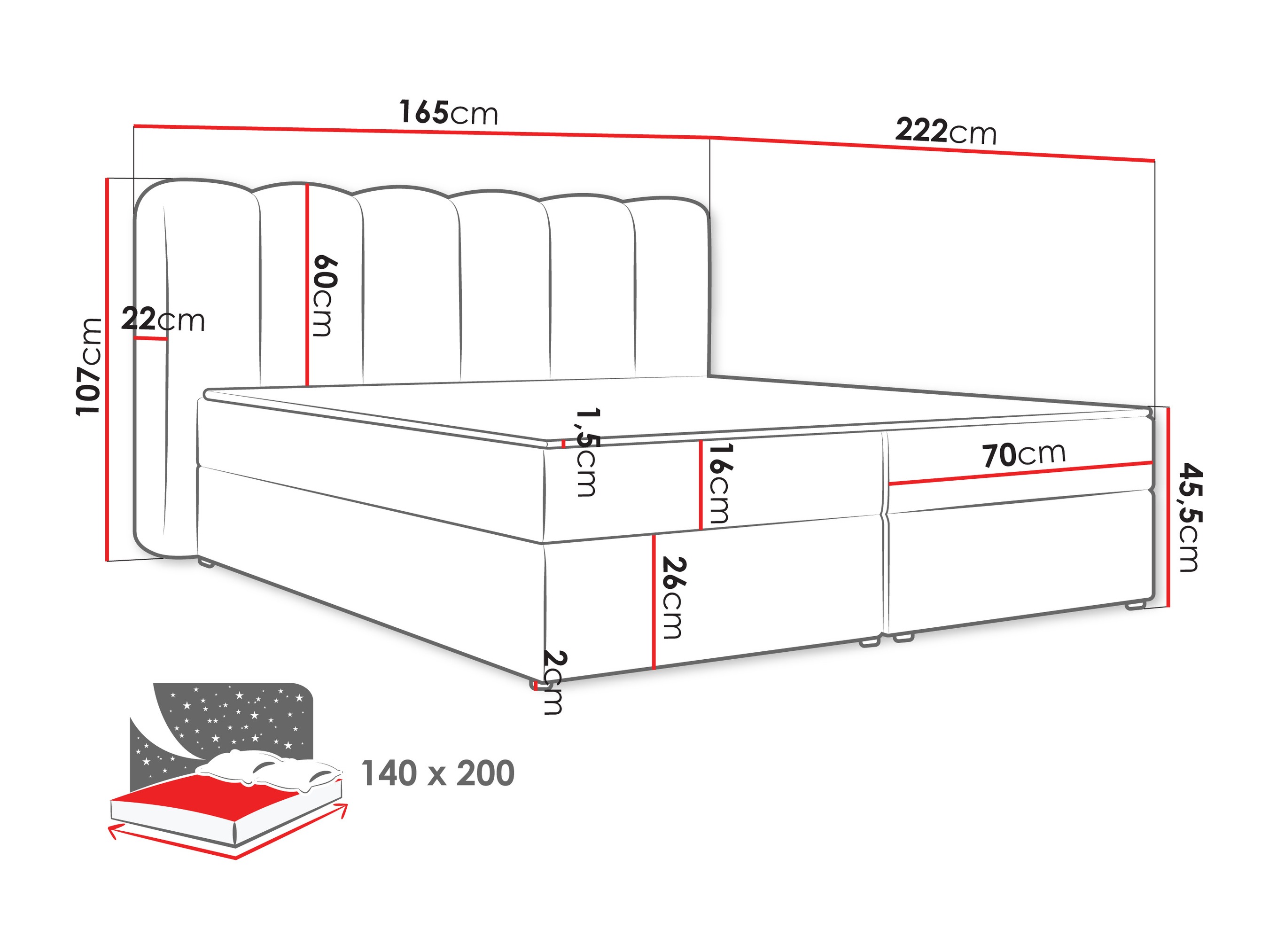 Continental bed Stonecrest 112 (Lambi 07)