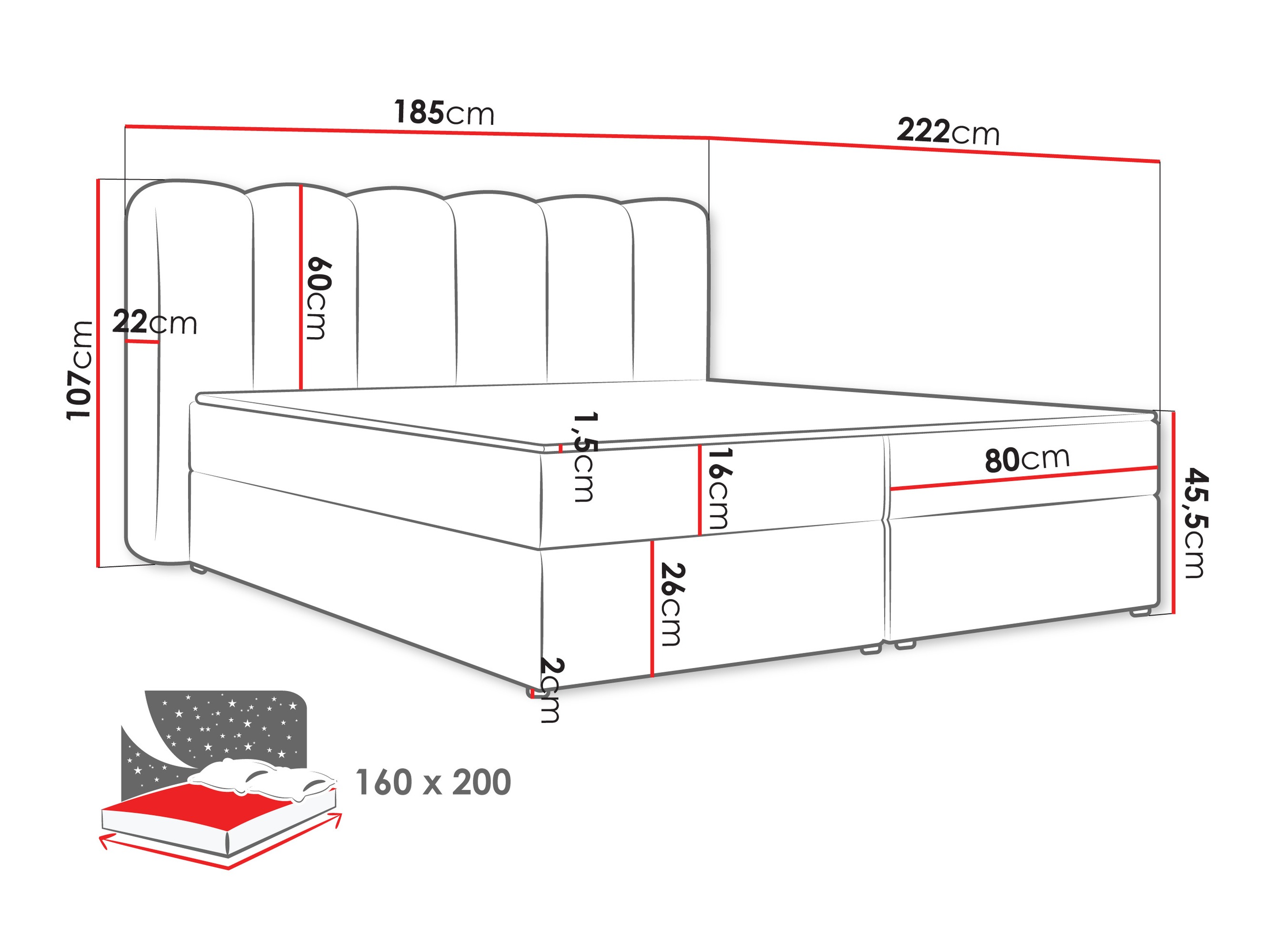 Continental bed Stonecrest 112 (Lambi 07)