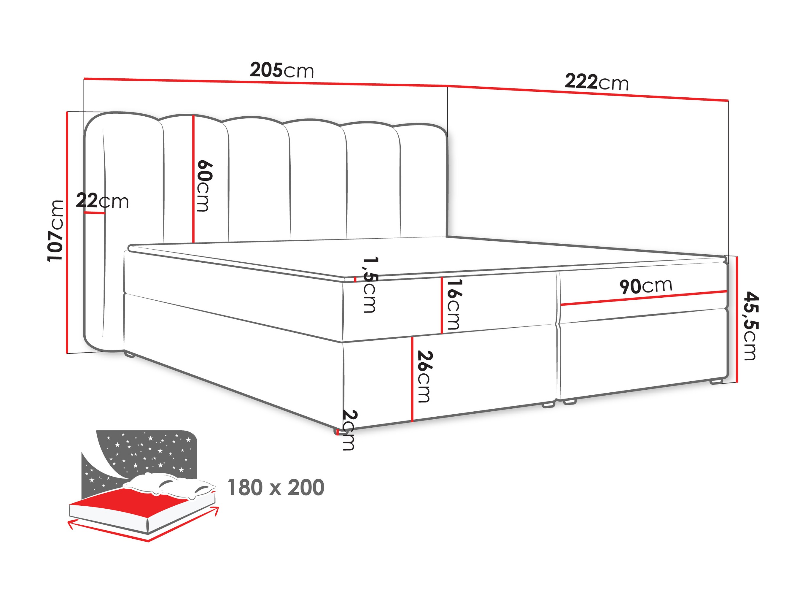 Continental bed Stonecrest 112 (Lambi 07)