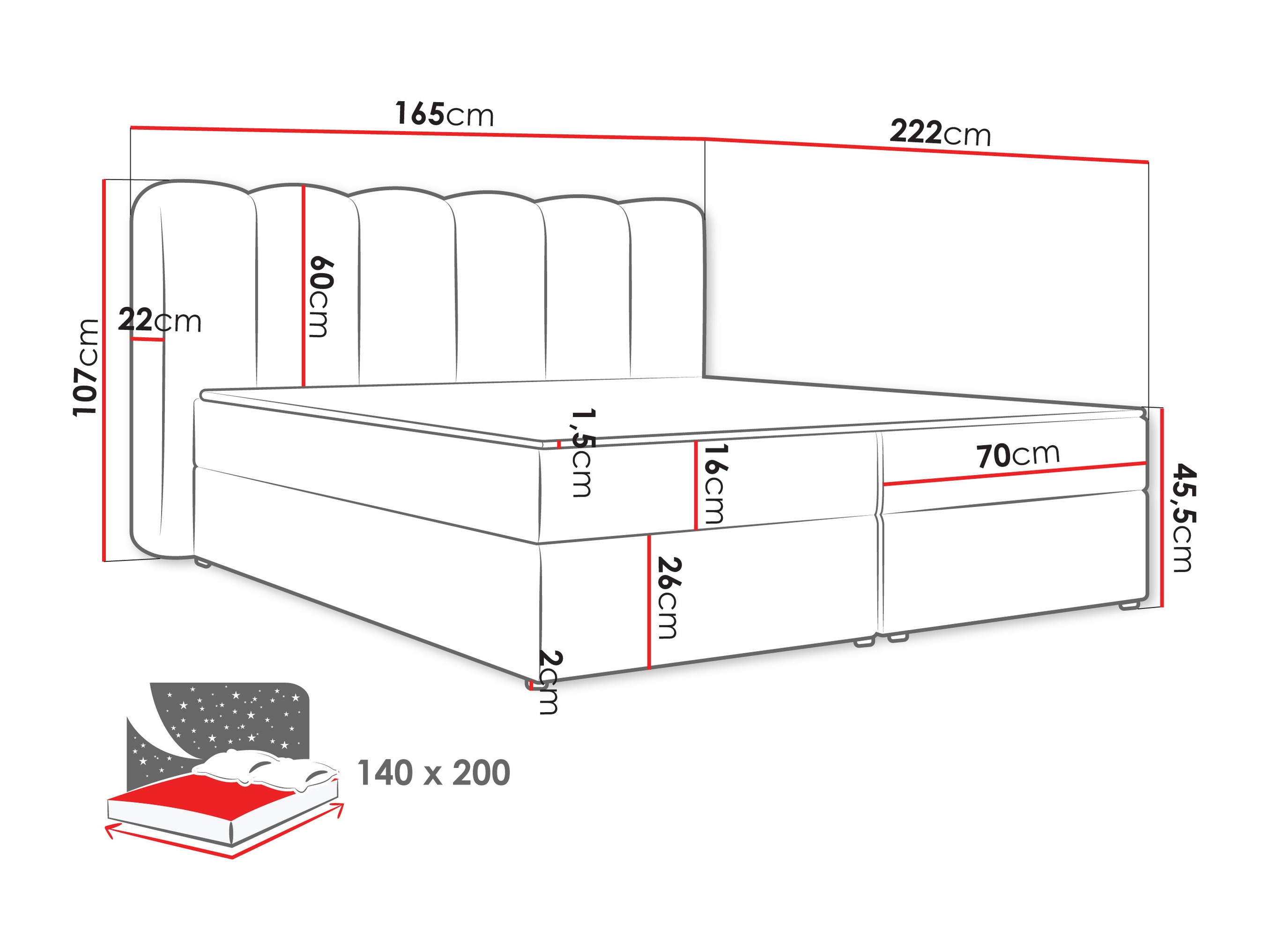 Continental bed Stonecrest 112 (Lambi 08)