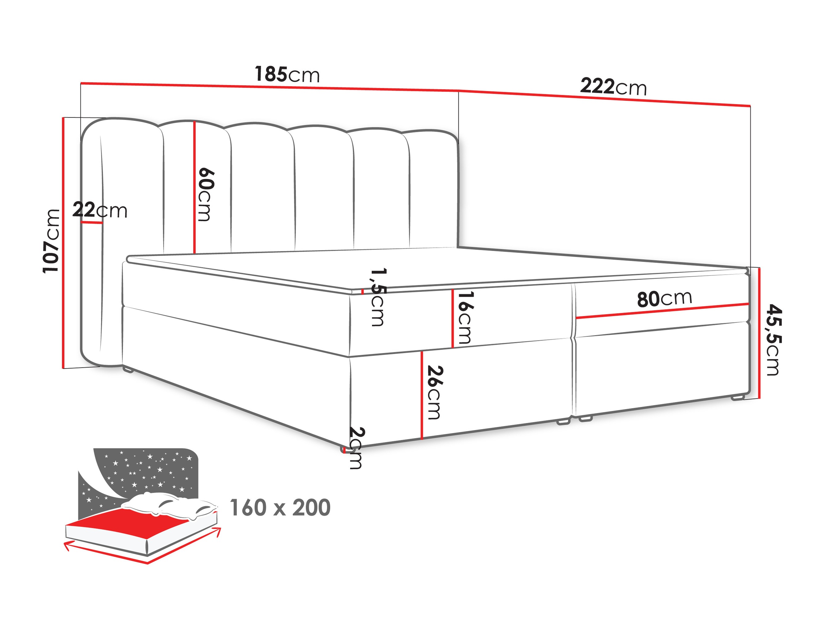 Continental bed Stonecrest 112 (Lambi 11)