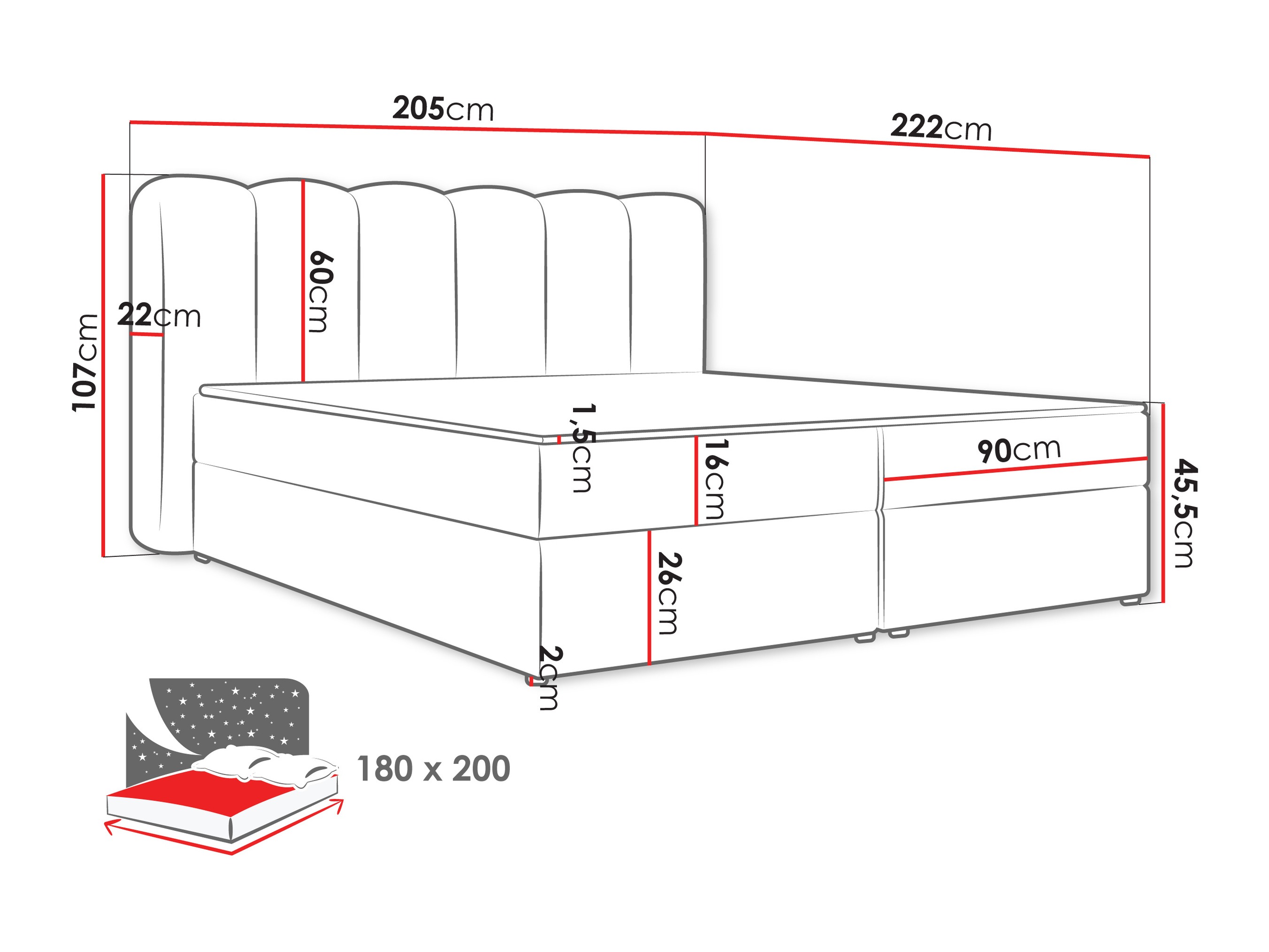 Continental bed Stonecrest 112 (Lambi 12)