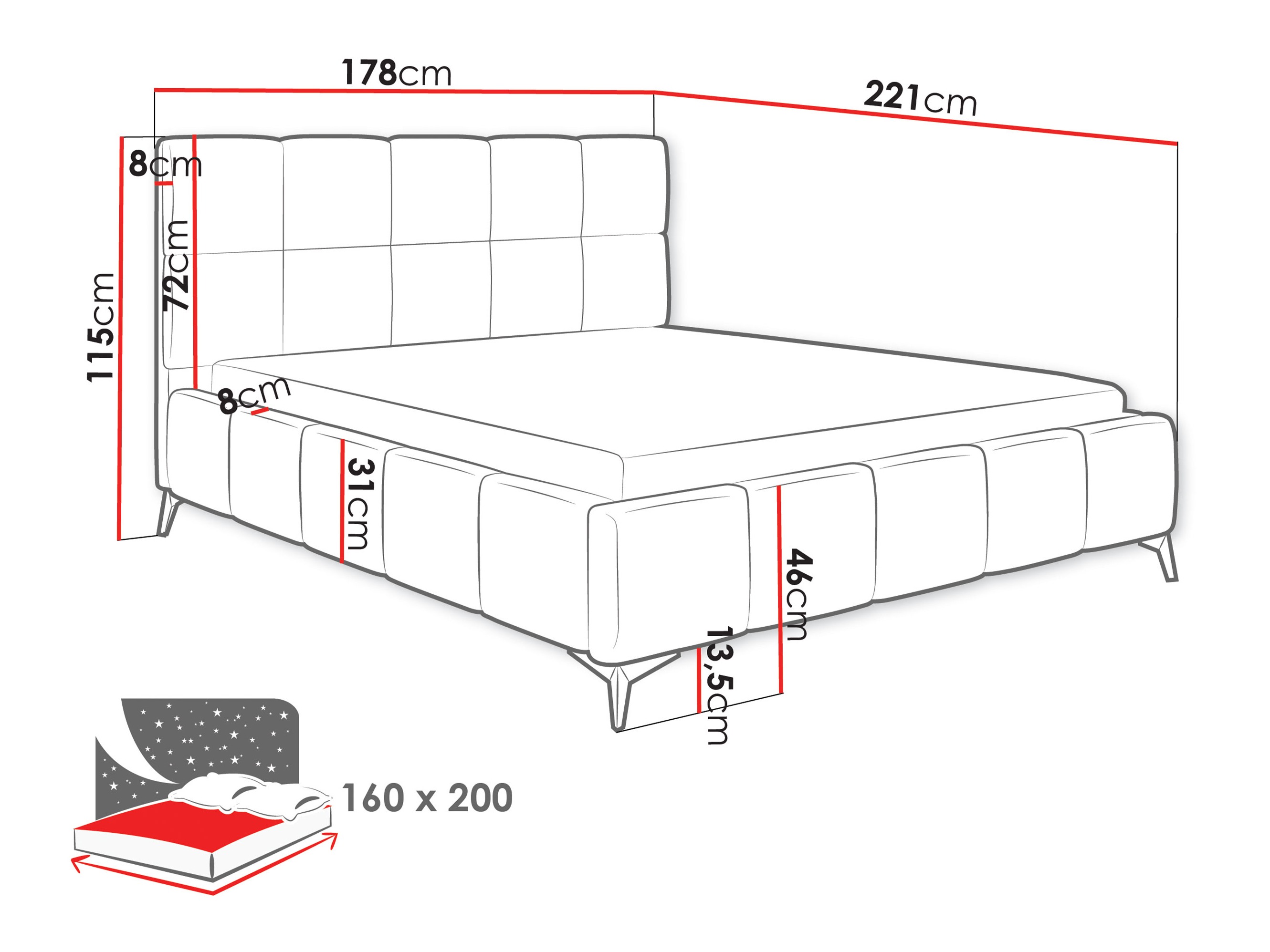 Bed Skokie 101 (Velluto 08)