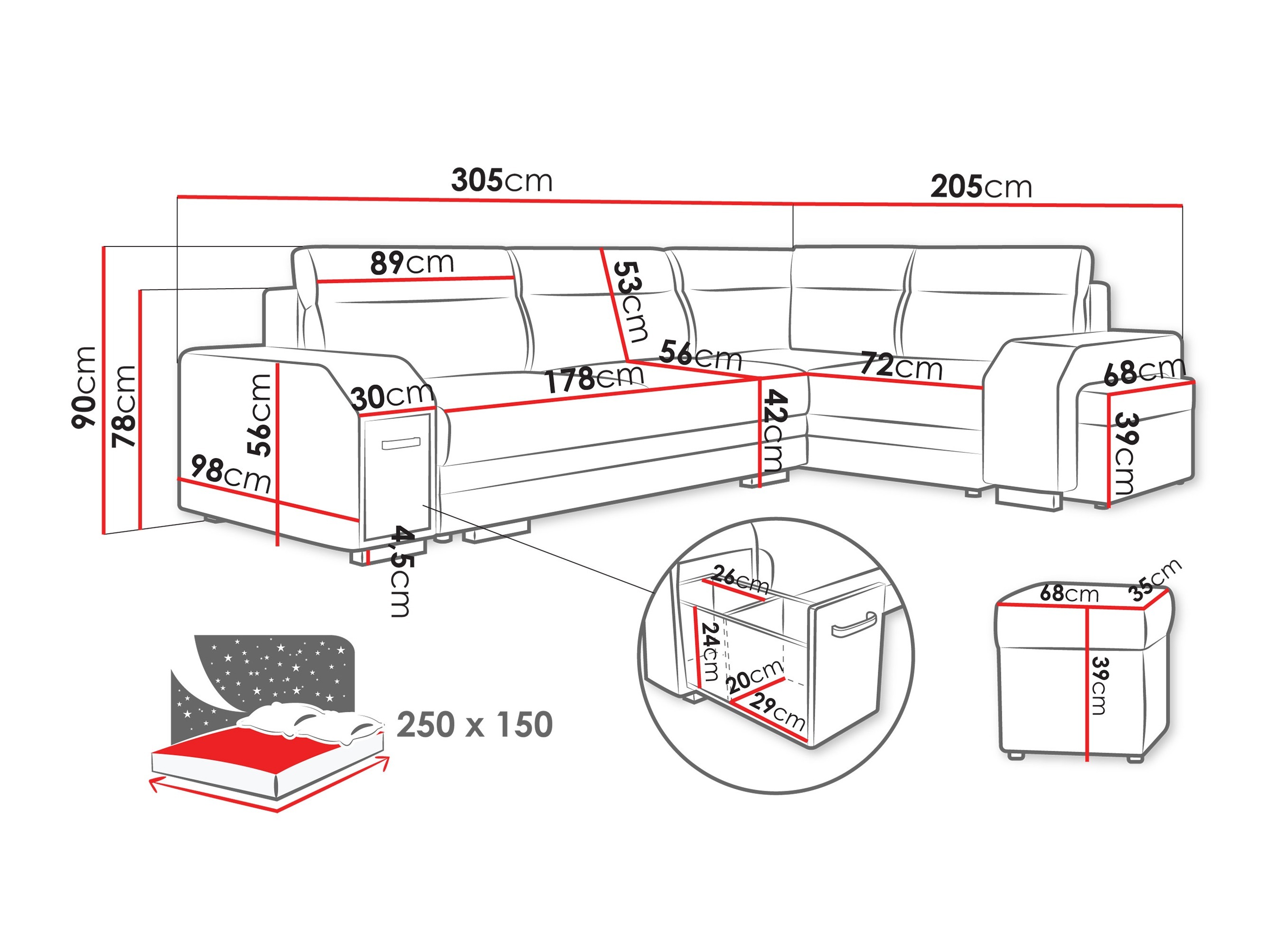 Corner sofa Kingsport 117 (Nazar 225.07 + Nazar 225.06)
