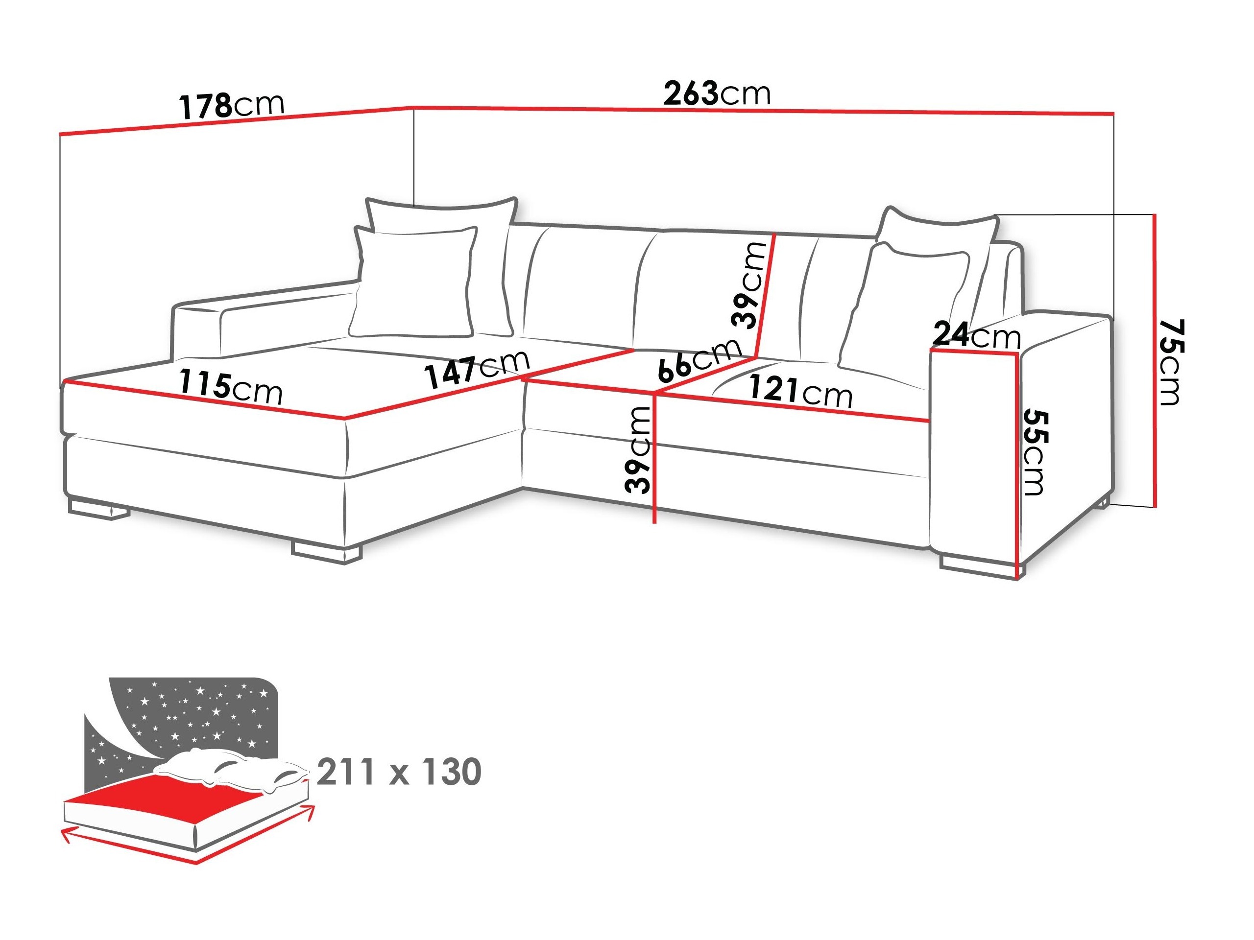 Corner sofa Kingsport 118 (Velo 626)