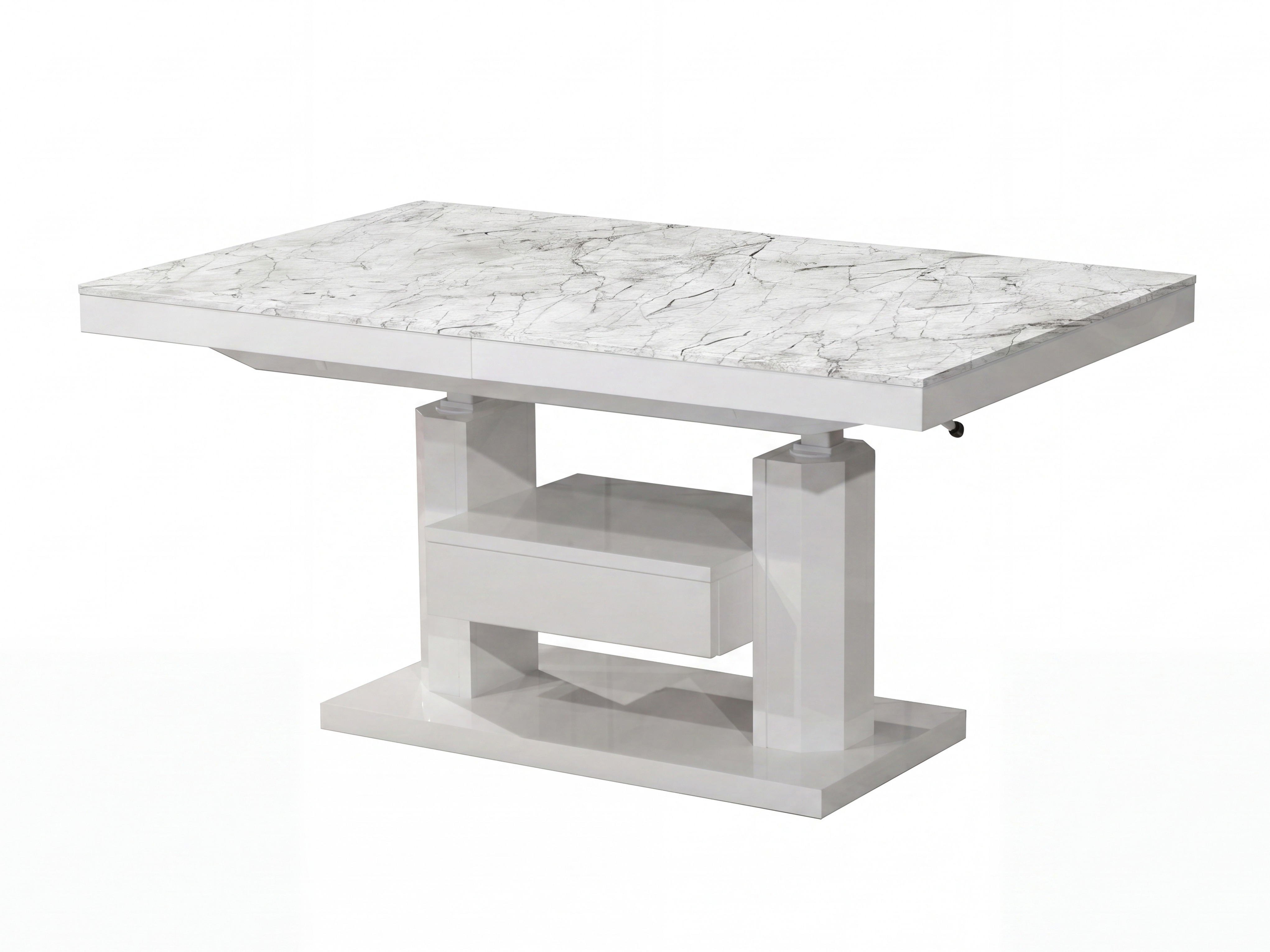 Coffee table transformer Hoboken 100 (White marble + Glossy white)