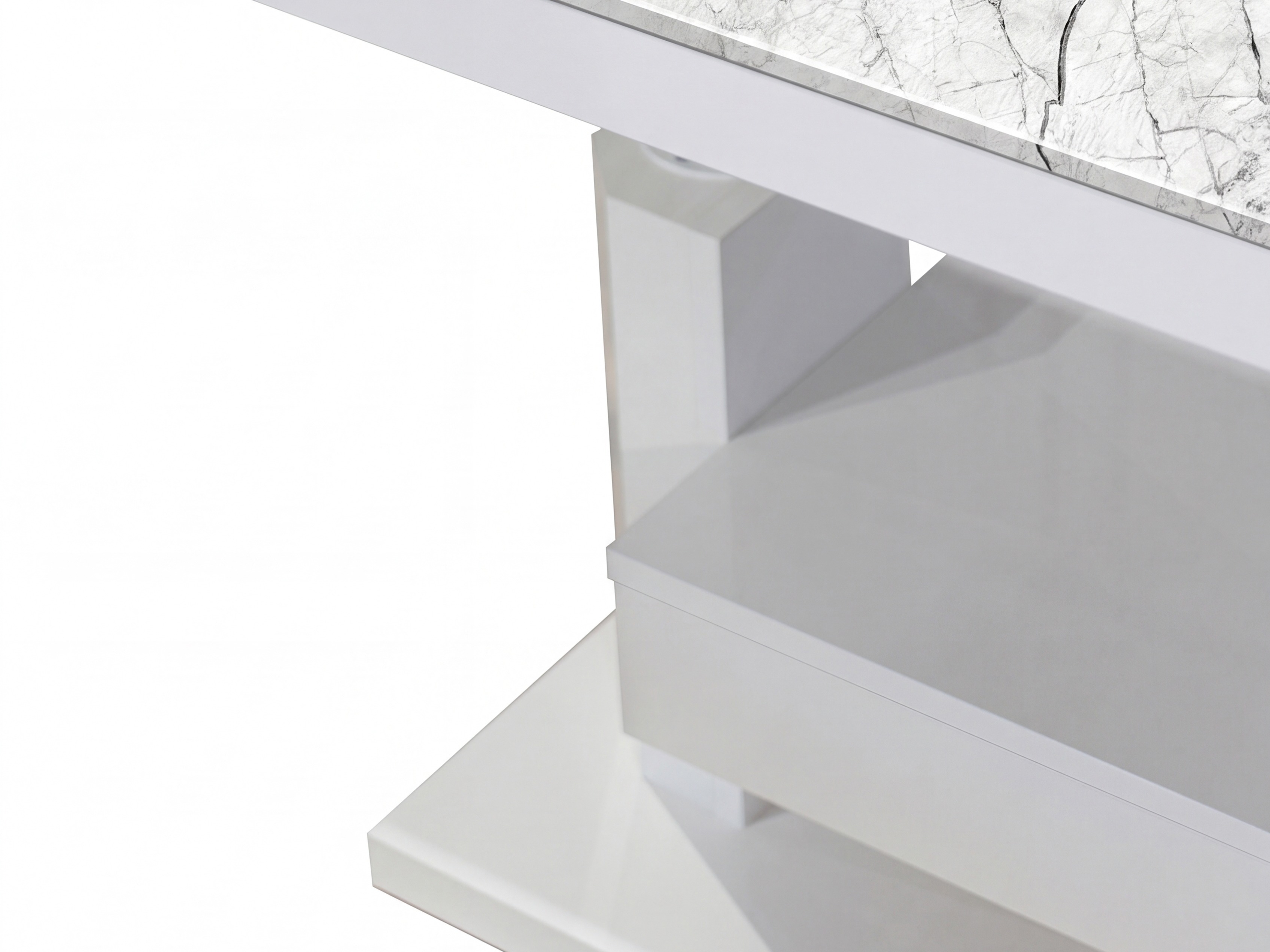 Coffee table transformer Hoboken 100 (White marble + Glossy white)