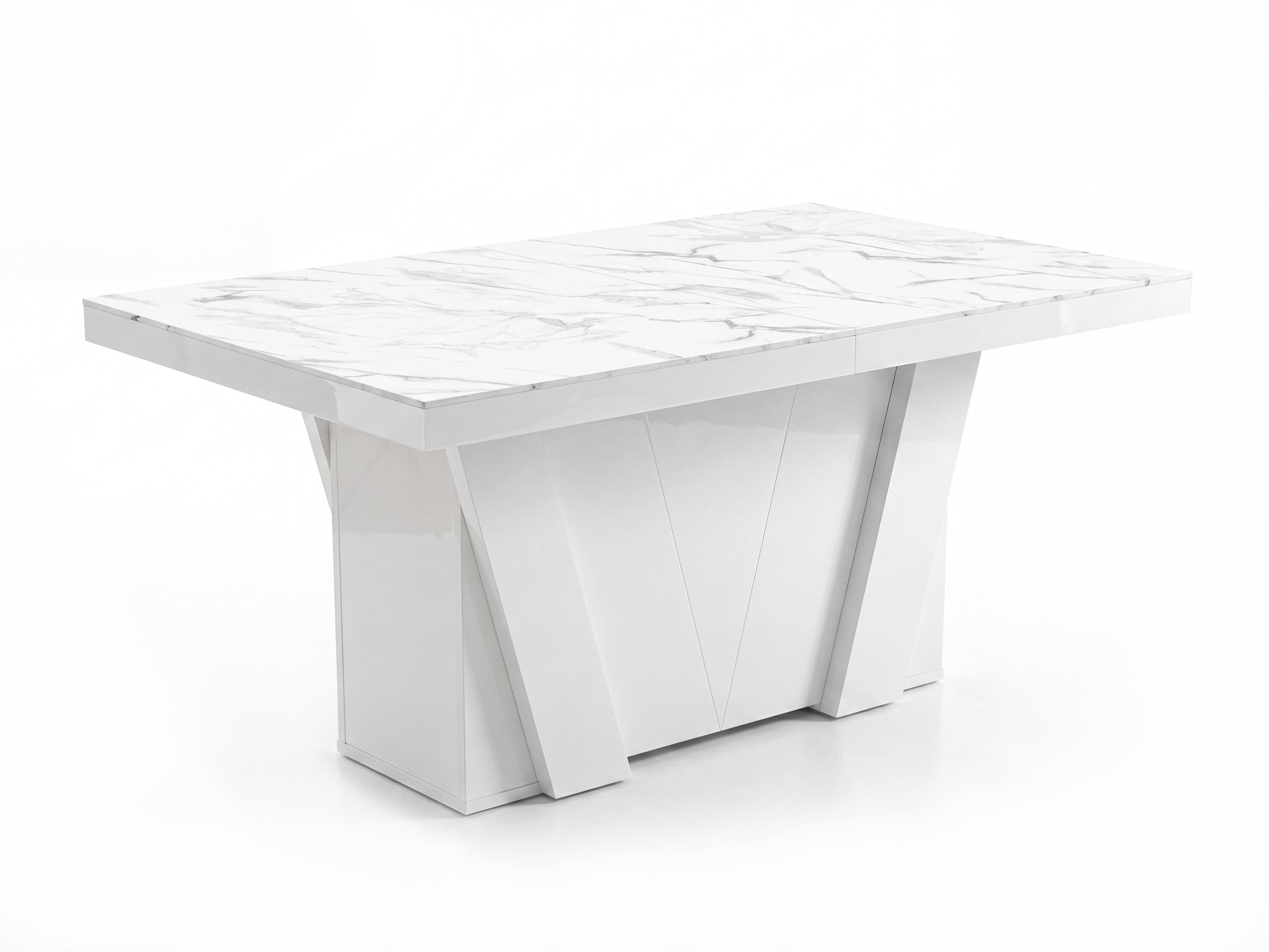Table Hoboken 101 (White marble + Glossy white)
