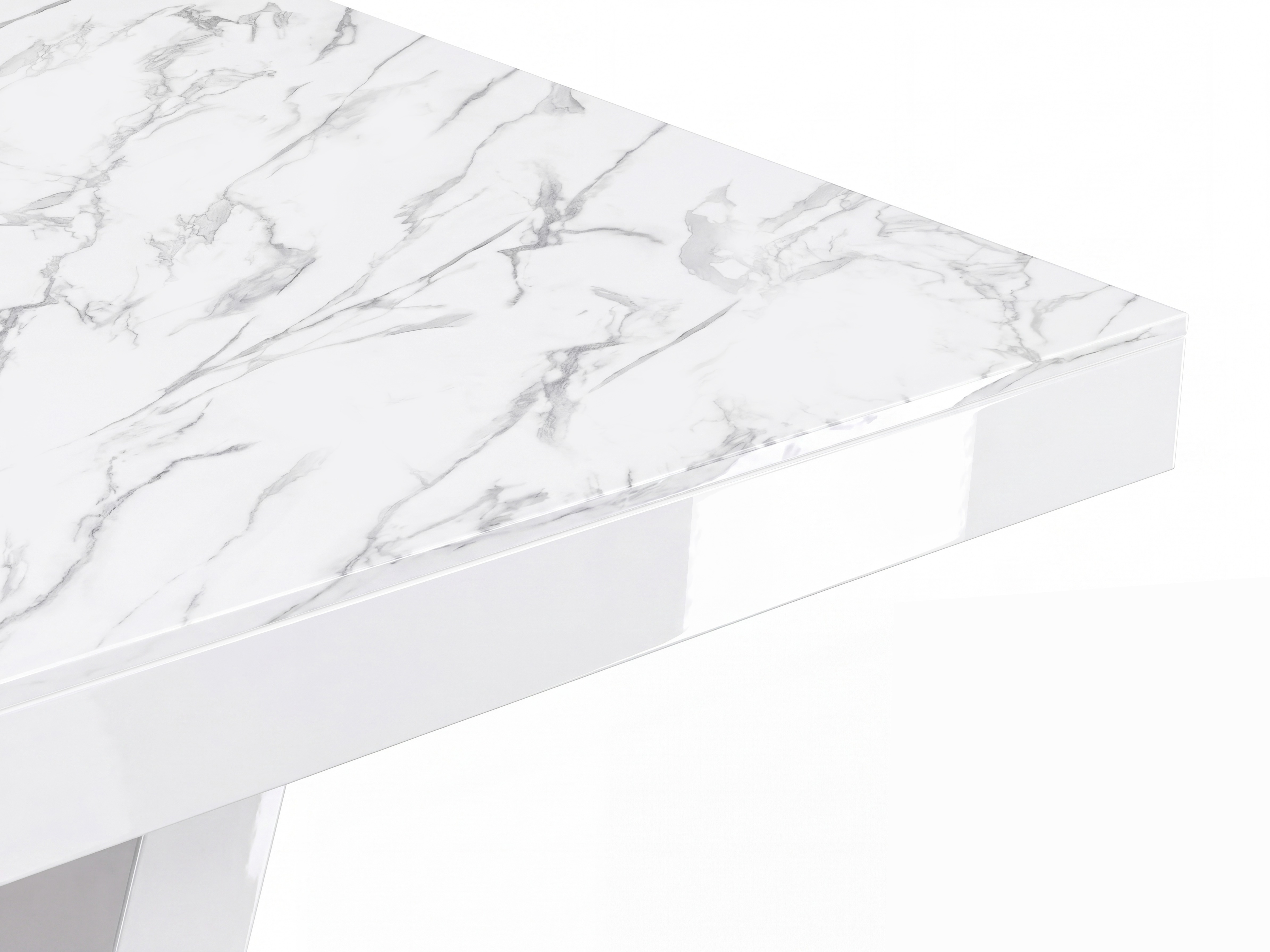 Table Hoboken 101 (White marble + Glossy white)
